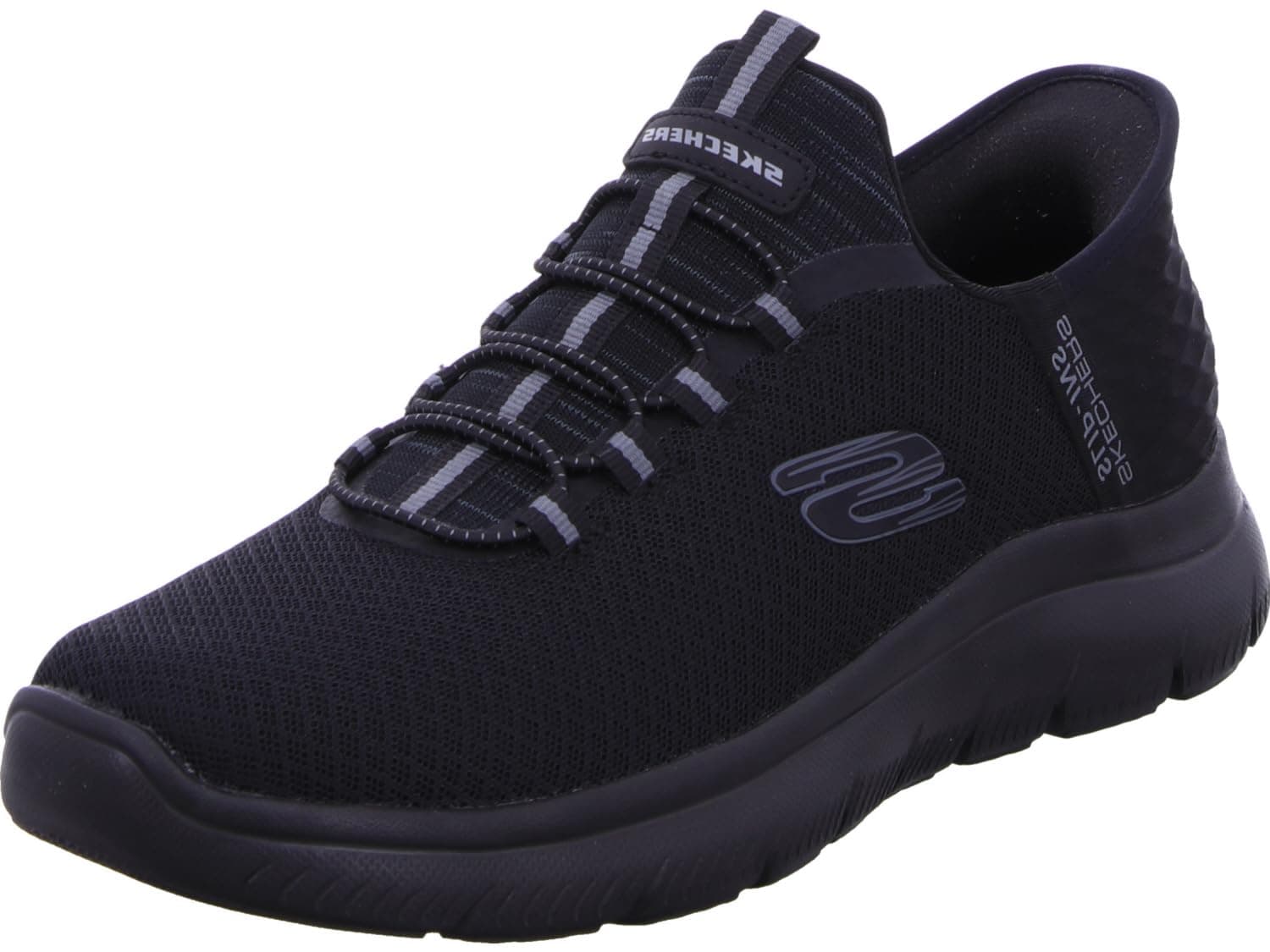 Skechers Summits High Range Herren Sneakers, Black Mesh Trim Black, 49.5 EU