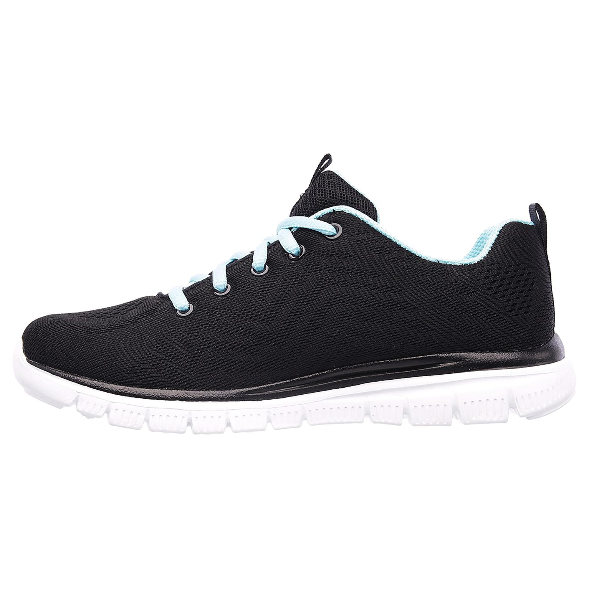 Skechers Graceful Get Connected, Sneaker Donna, Black Mesh Turquoise Trim, 38 EU
