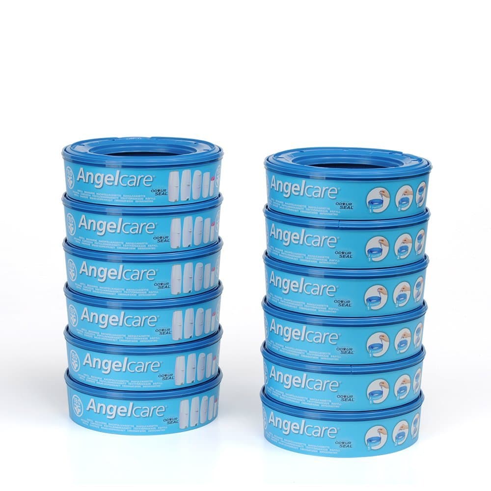 Foppapedretti Ricarica Mangiapannolini per Maialino, 12 Ricariche (fino a 2160 pannolini), trattiene cattivi odori con tecnologia brevettata EVOH a 7 strati (Azzurro)