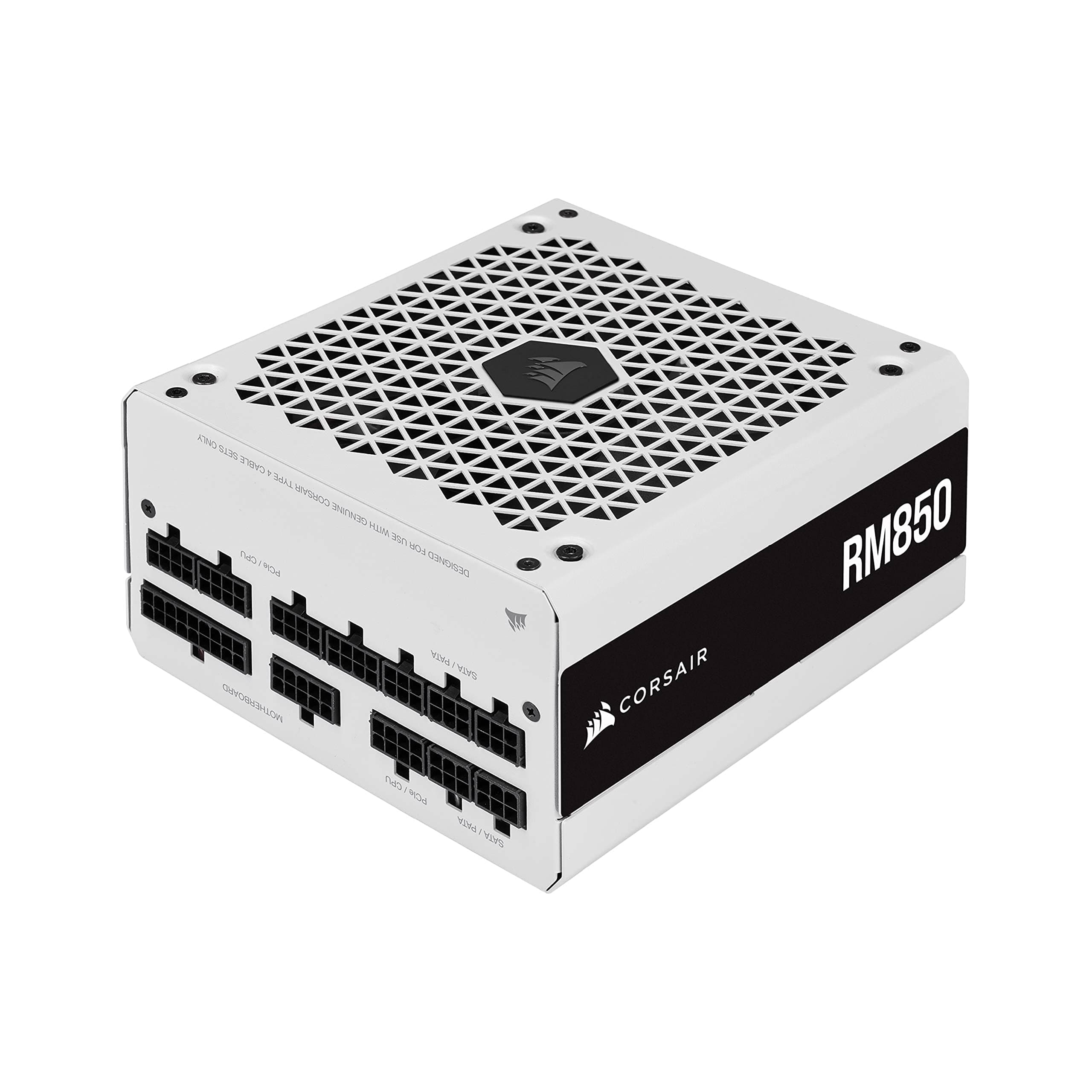 Corsair RM850 (2021), RM Series, 850 Watts 80 Plus Gold Alimentations ATX Entièrement Modulaires (Trois Connecteurs EPS12V, Fonctionnement Silencieux, Mode Zero RPM, Condensateurs 105 °C) Blanc