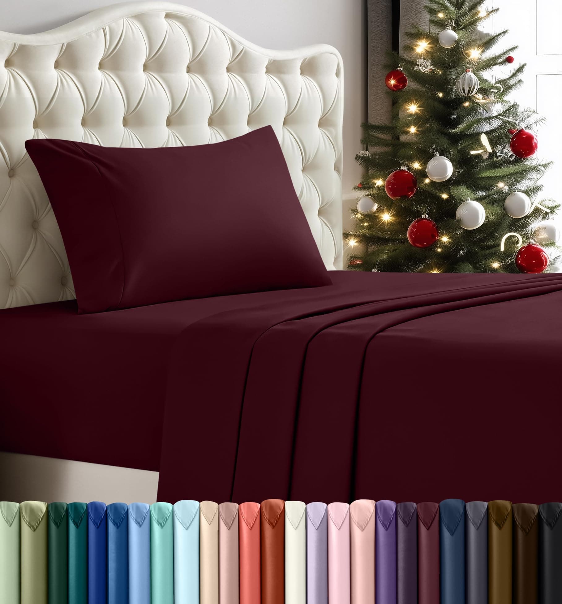 Utopia Bedding, set di lenzuola per letto singolo, 3 pezzi, in microfibra spazzolata, resistenti al restringimento e allo scolorimento, facile manutenzione (bordeaux)
