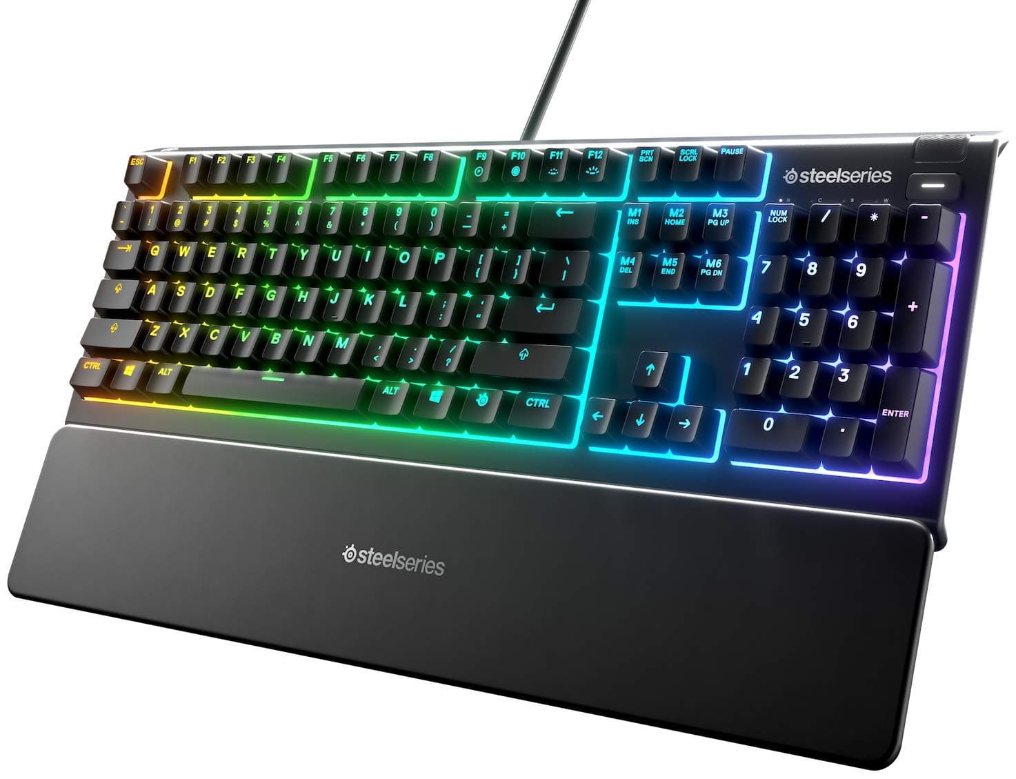 SteelSeries Apex 3 - Gaming Tastatur - 10-Zonen RGB-Beleuchtung - Premium magnetische Handballenauflage - Spanisch (QWERTY) Layout