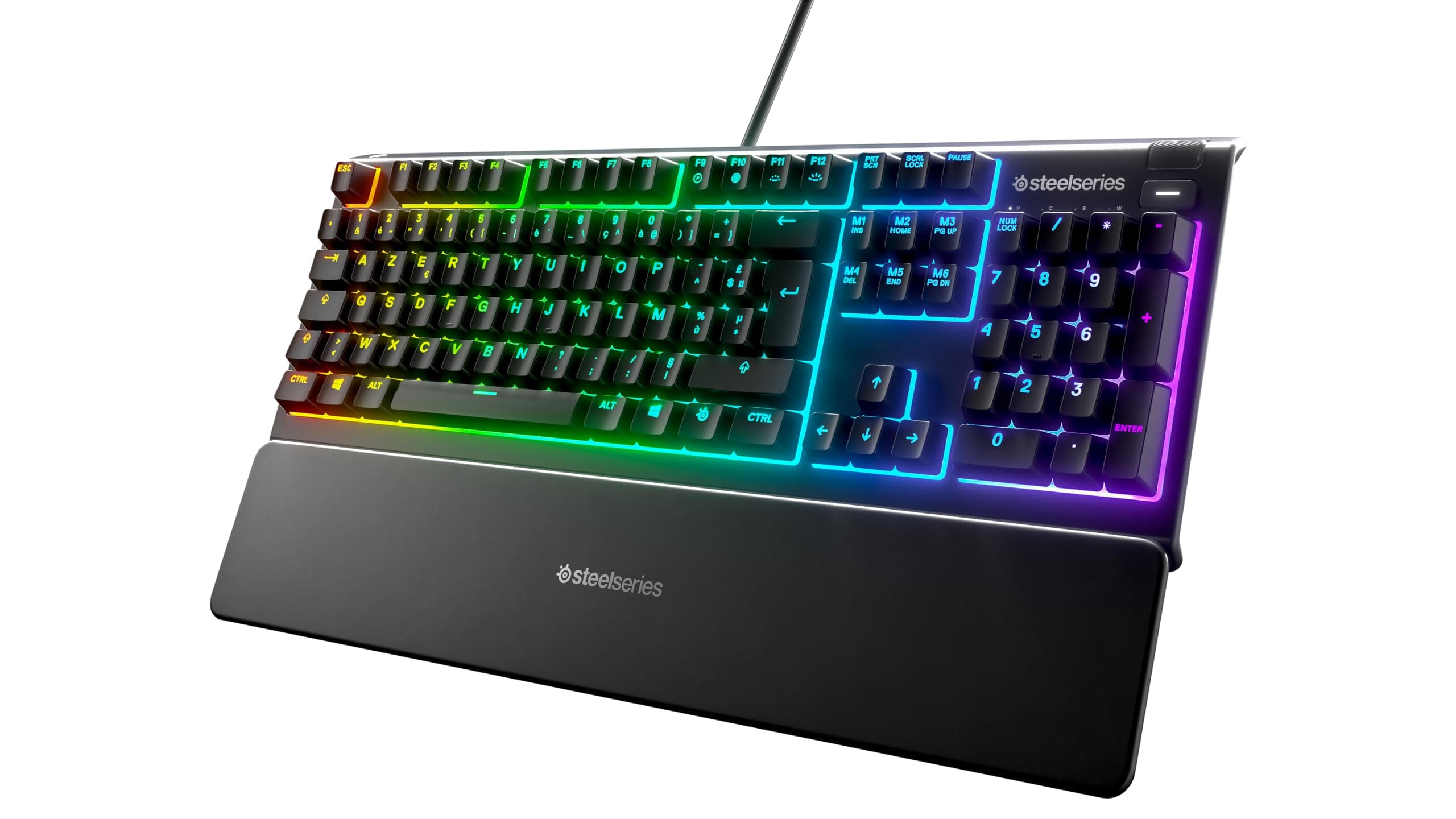 SteelSeries Apex 3 - Gaming Tastatur - 10-Zonen RGB-Beleuchtung - Premium magnetische Handballenauflage - Französisch (AZERTY) Layout