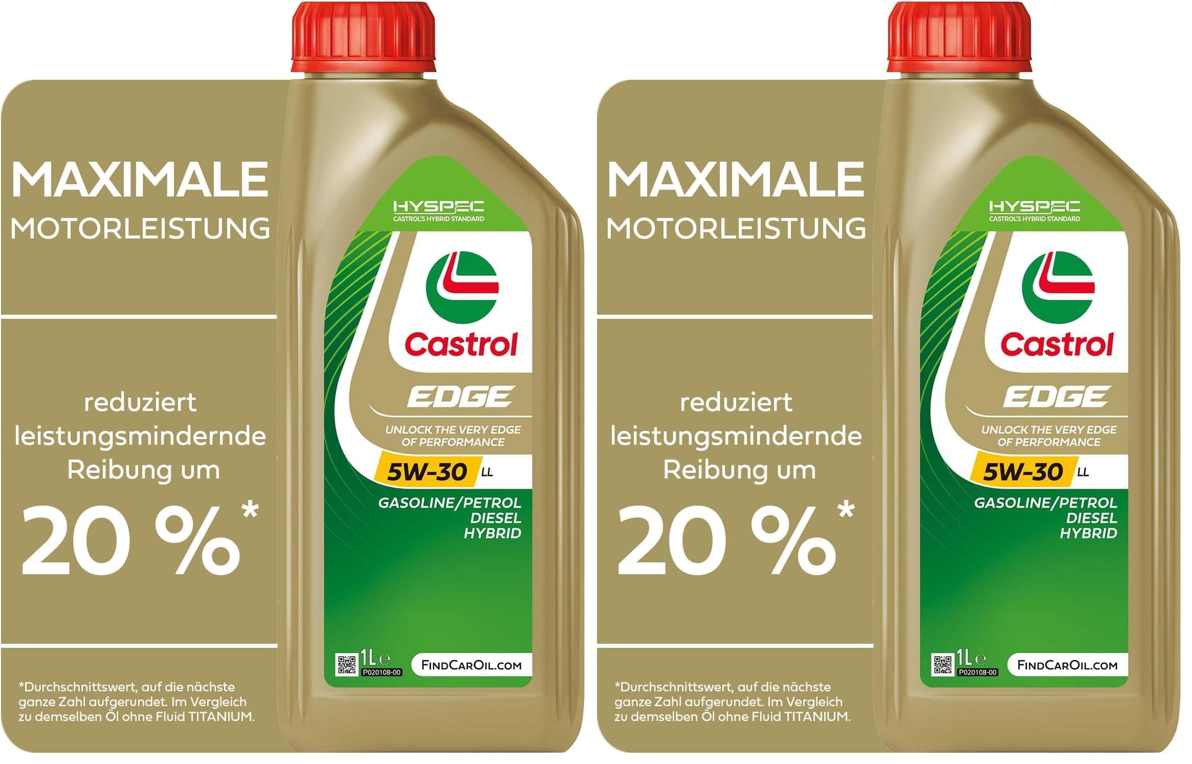 CASTROL EDGE 5W-30 LL, Huile Moteur, 1L, bianco (Lot de 2)