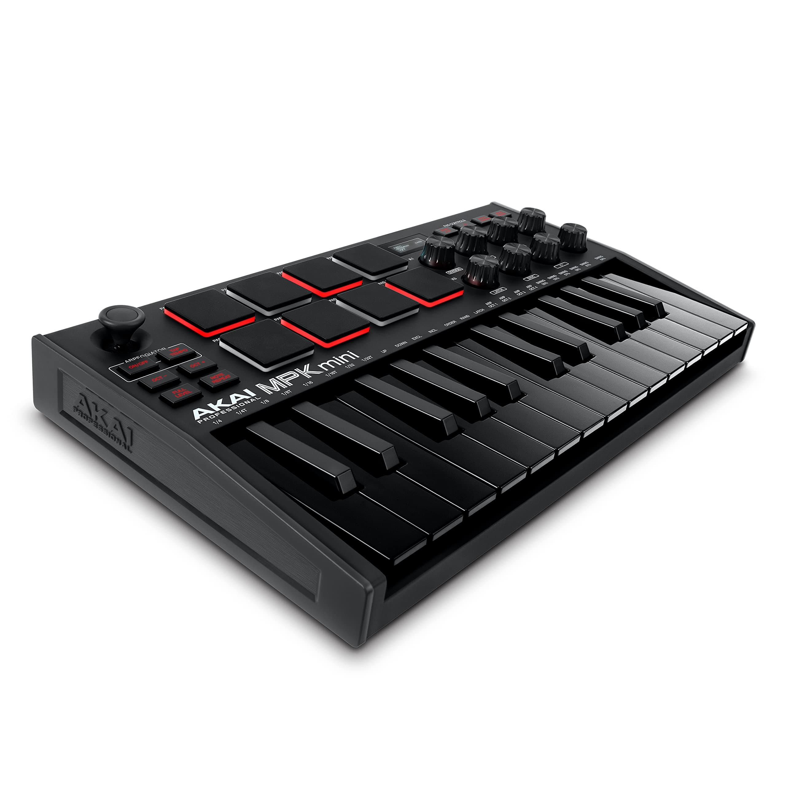 Akai Professional MPK Mini MK3 - Tastiera MIDI Controller USB a 25 Tasti con 8 Drum Pad Retroilluminati, 8 Manopole, Software e Native Instruments Sound Package (NKS Integration), Colore Nero