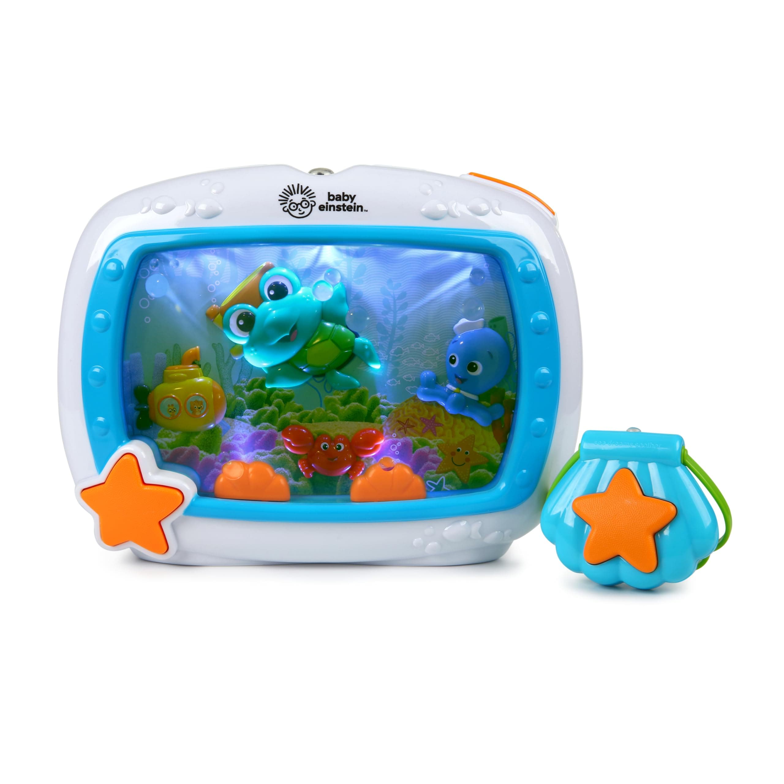 Baby Einstein Sea Dreams Soother, Veilleuse Bébé Musicale et Lumineuse avec Bruit Blanc – Aquarium Bébé Veilleuse Enfant Apaisante, Lumières Douces, Sons Océan, Télécommande, 0+ Mois