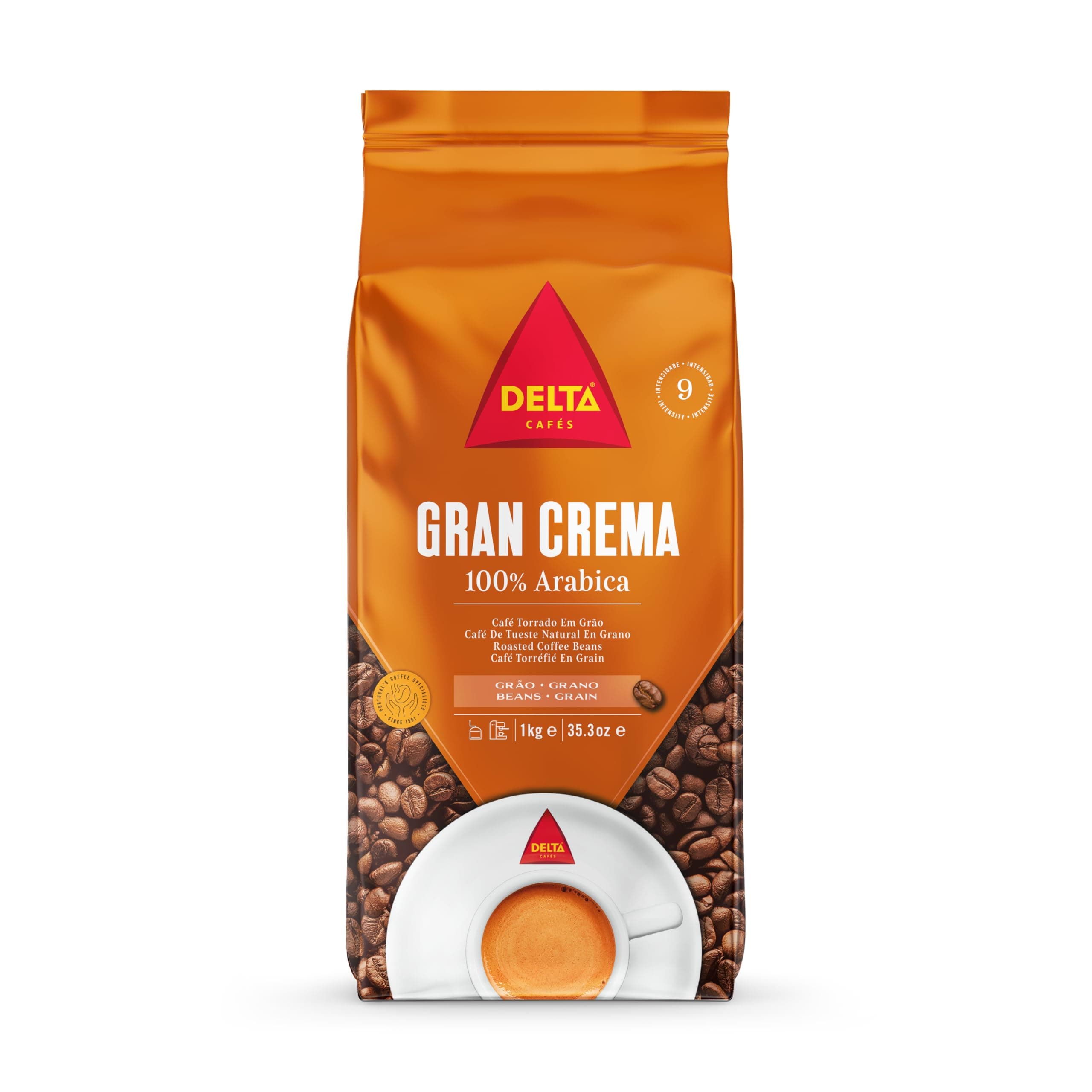 Delta Cafés Gran Crema - Café en Grano 100% Arábico - 1 kg.