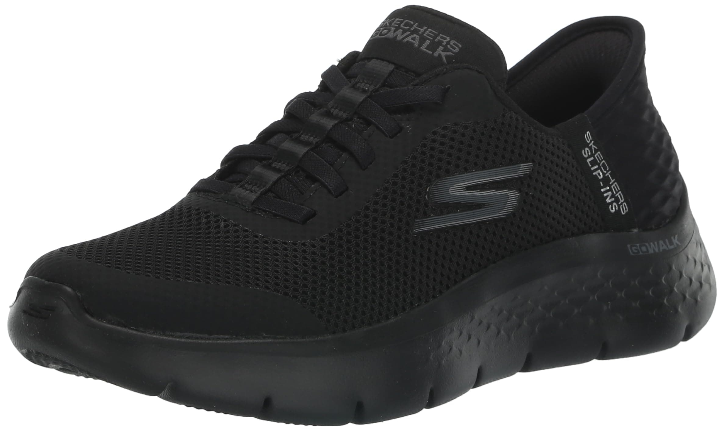 Skechers, Grand Entry, Zapatillas sin Cordones para Mujer Go Walk Flex, Negro -, 12 Wide