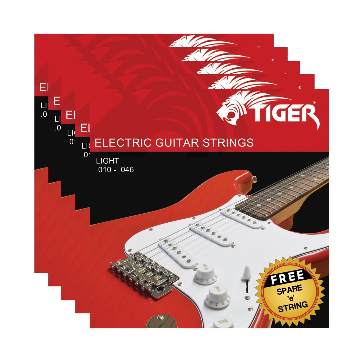 Tiger Cordes pour guitare électrique, Argent, Paquet de 5