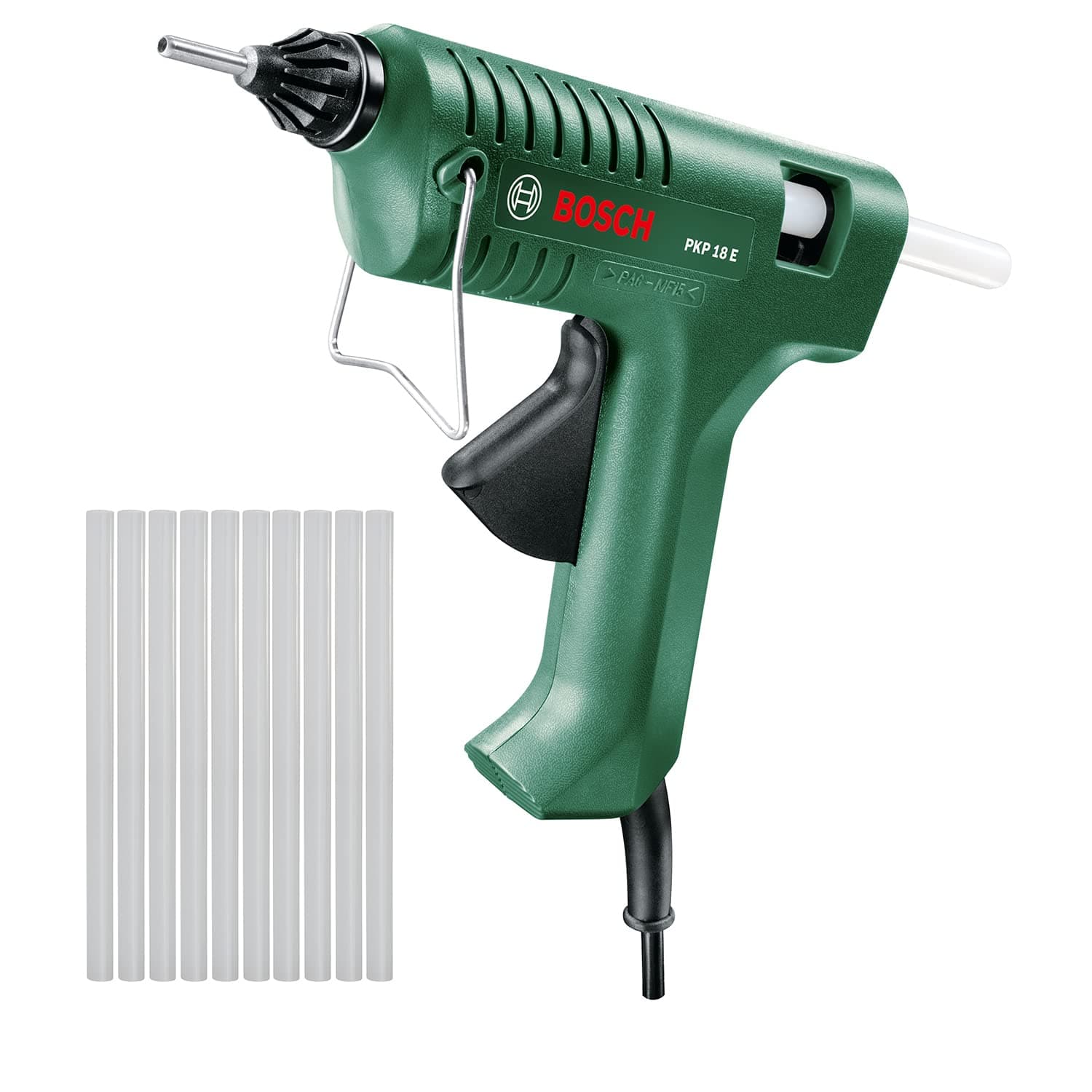 Bosch Klebepistole PKP 18 E (1x extralange Düse, 240 Volt) & Bosch Klebesticks Ultra (500 g, Ø 11 mm)