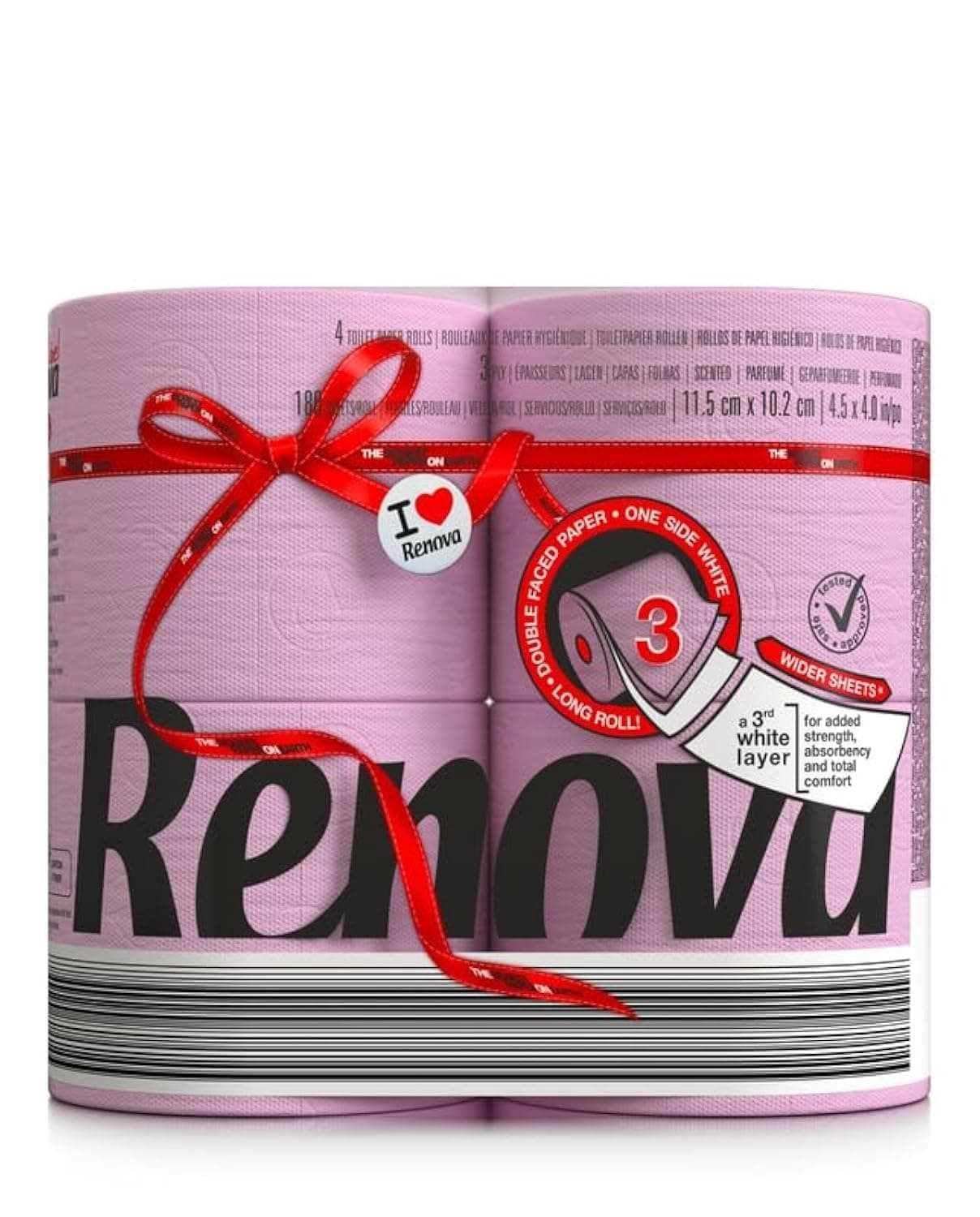 Renova Lot de 5 x 4 rouleaux de papier toilette rose