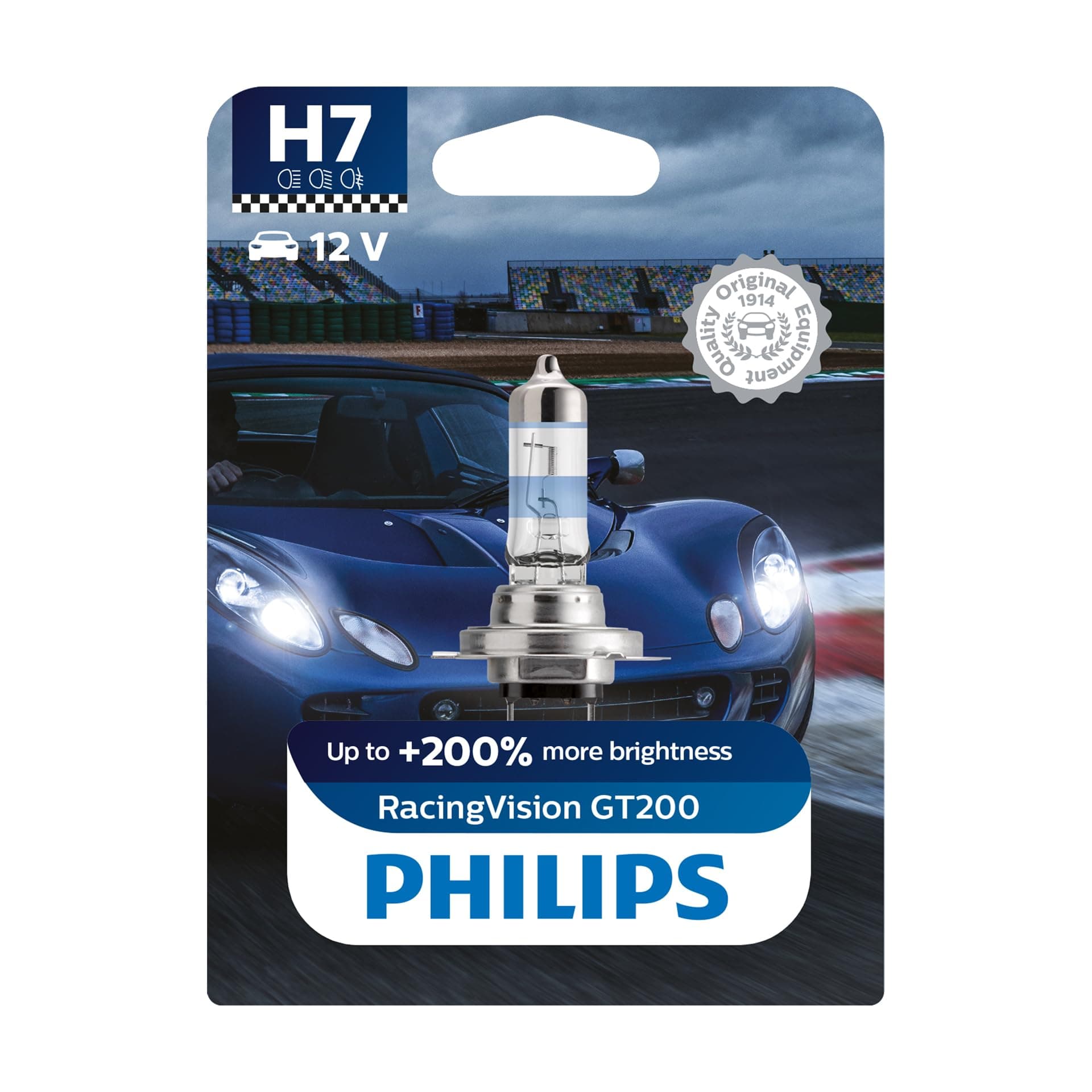 Philips RacingVision GT200 H7 lampe pour éclairage avant +200%, blister de 1 Blanc
