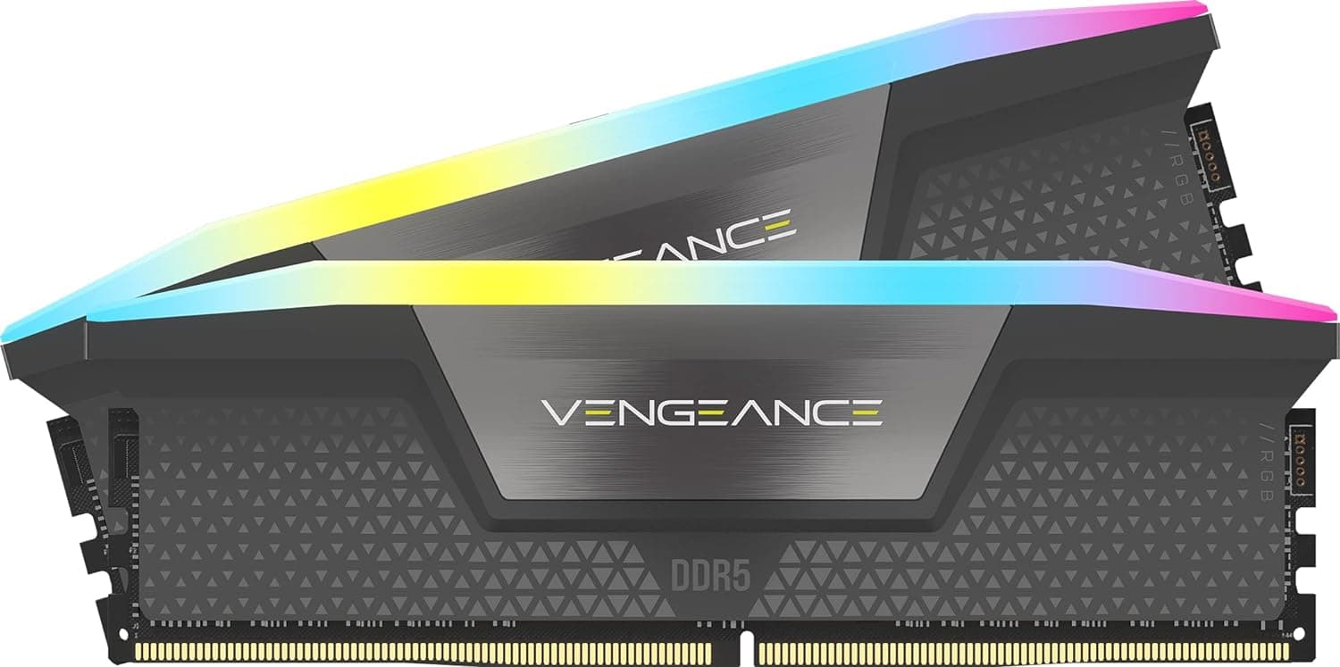 CORSAIR Vengeance RGB DDR5 32GB (2x16GB) DDR5 6000MHz CL30 AMD Expo Intel XMP iCUE Compatible Computer Memory - Grey (CMH32GX5M2B6000Z30K)