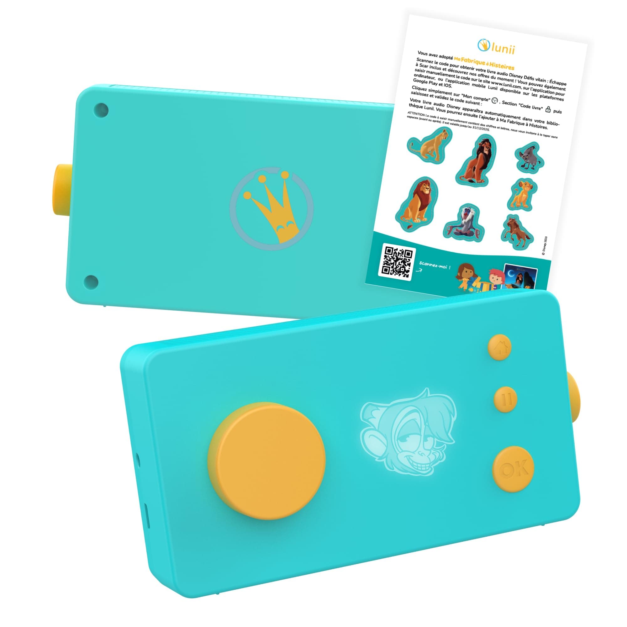 Lunii – Conteuse Interactive Ma Fabrique à Histoires - Modèle 3 - Edition spéciale en partenariat avec Disney - Conteuse Interactive pour Enfants dès 3 Ans - Boîte à Histoires fabriquée en France