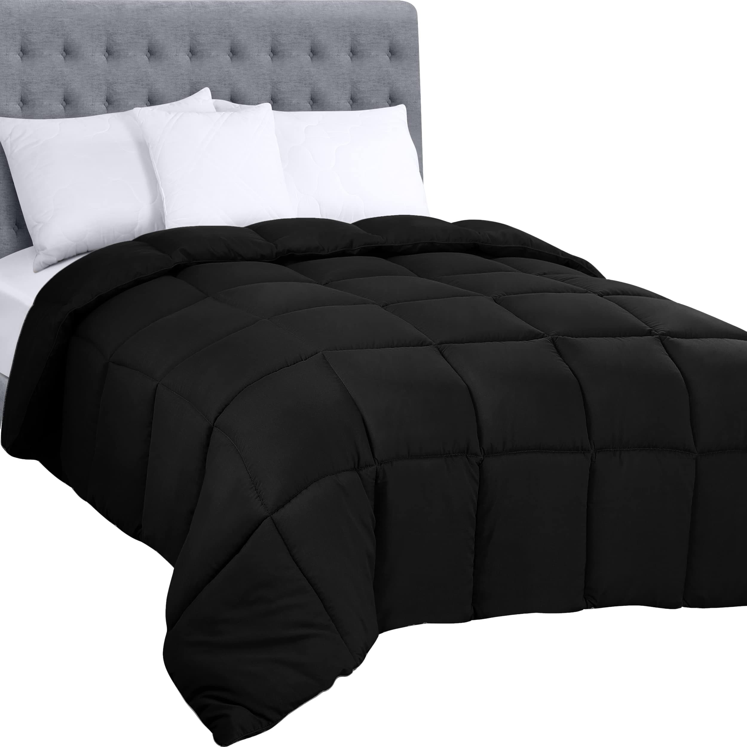 Utopia Bedding Couette pour Toutes Les Saisons, Couette Alternative au Duvet avec languettes d'angle, Lavable en Machine - Noir