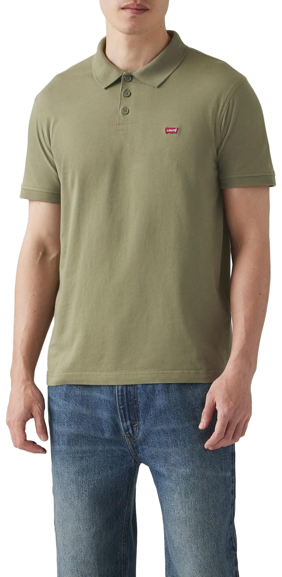 Levi's Housemark Polo - Camisa para Hombre, Líquen Verde Profundo, L