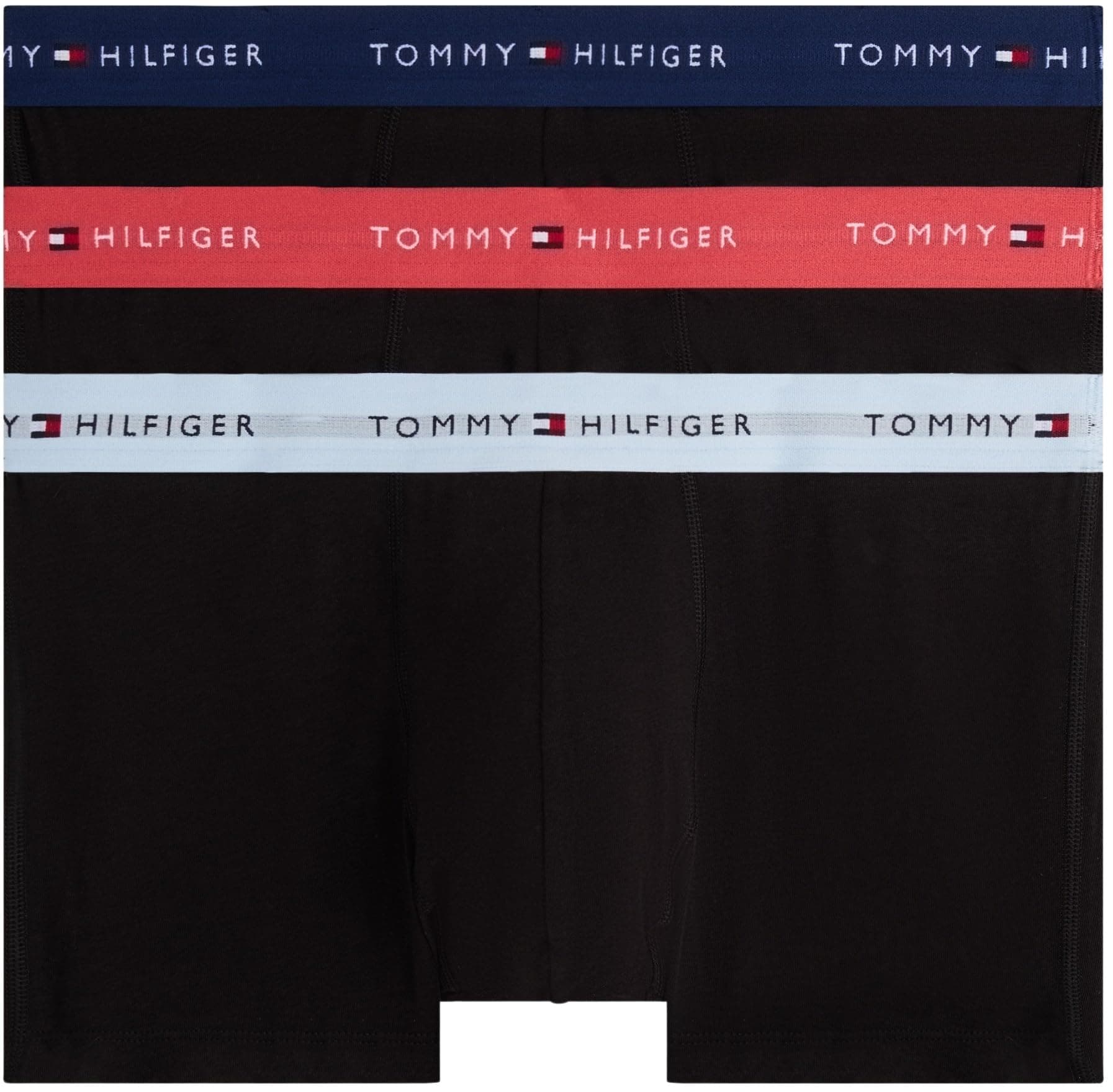 Tommy Hilfiger Herren 3er Pack Boxershorts Trunks mit Logobund, Mehrfarbig (FRS Cran/SWT Blu/NGHT Sky), S