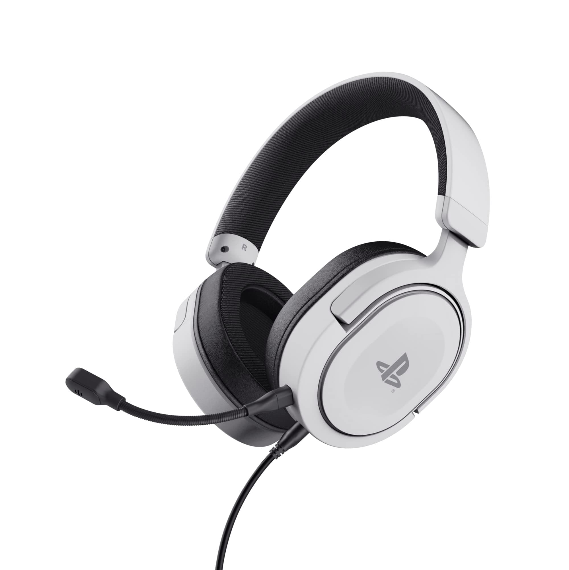 Trust Gaming GXT 498W Forta Cuffie Ecosostenibile PS5 e PS4 con Licenza Ufficiale PlayStation 5, Over-Ear, Cavo da 1,2 m, Microfono Staccabile, Jack Audio 3.5 mm, Cuffie Gaming Cablate - Bianco