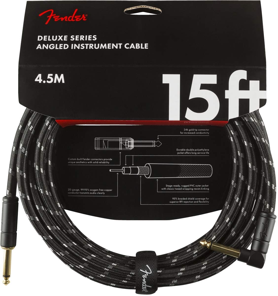 Fender DELUXE 15' ANGL INST CABLE BTWD