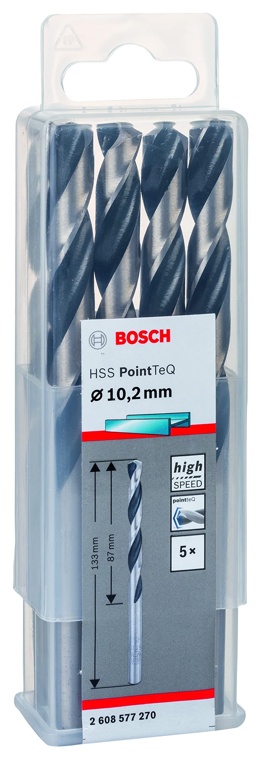 Bosch Professional 5x forets hélicoïdaux HSS PointTeQ (pour métal, 10,2 x 87 x 133 mm, accessoires pour perceuses-visseuses)