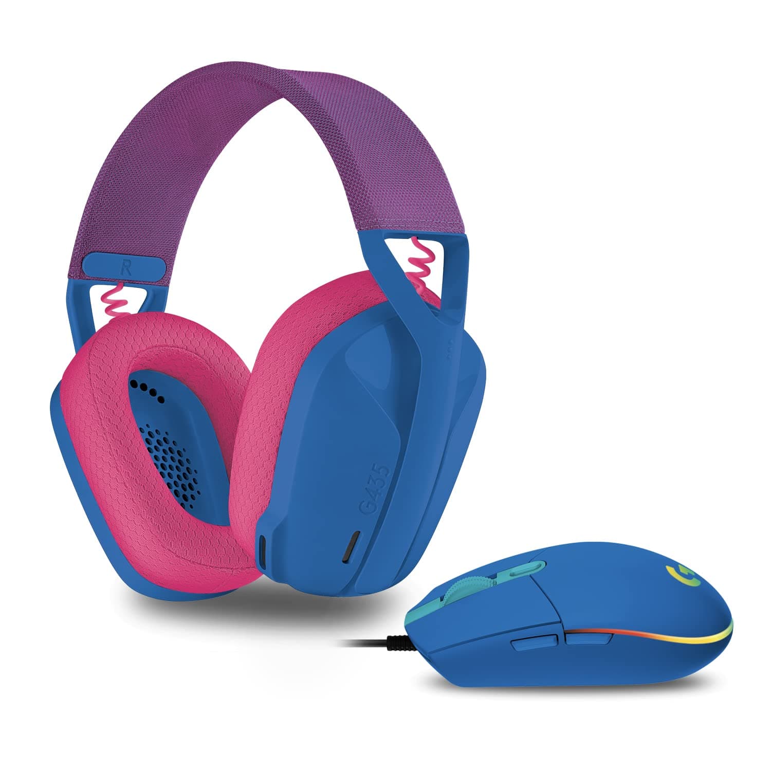 Logitech G203 LIGHTSYNC Ratón + Logitech G435 Auriculares Inalámbricos LIGHTSPEED para Gaming, Azul