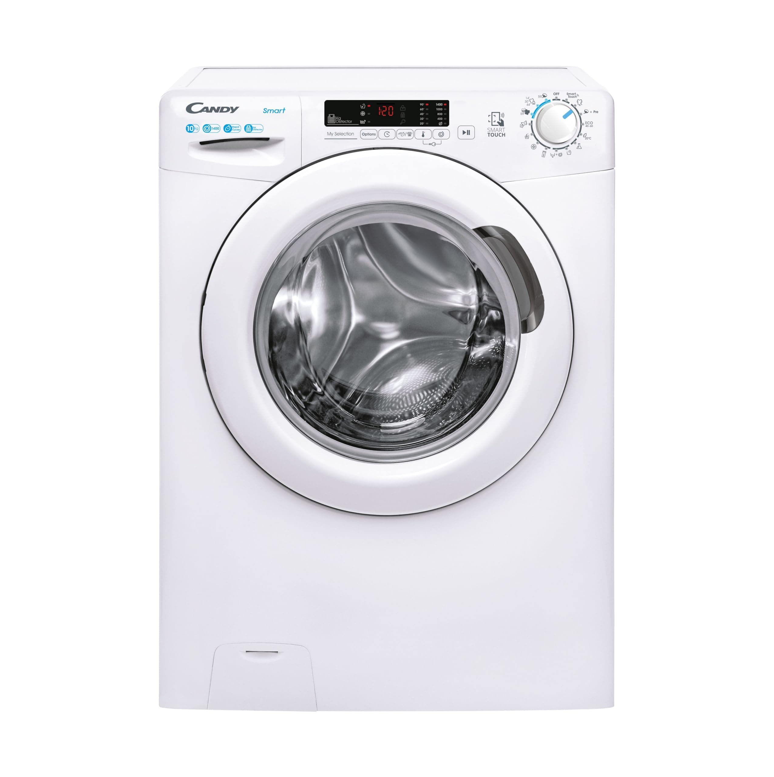 Candy Smart CS 14102DW4/1-S Lavatrice a carica frontale, 10KG, Classe B, 1400 giri, Partenza Ritardata AxLxP 85x60x58 cm, Bianco [Classe di efficienza energetica B] [Classe di efficienza energetica B]