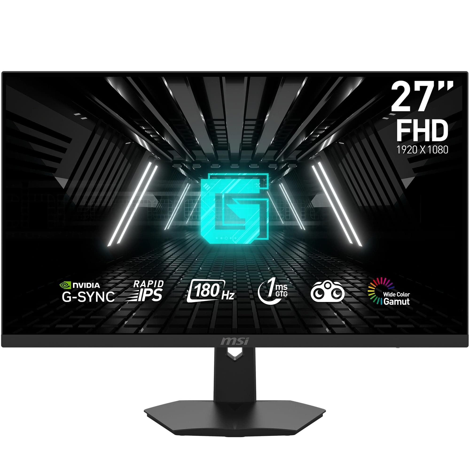 MSI G274F Écran PC Gaming 27 Full HD - Dalle Rapid IPS 1920x1080, 180Hz / 1ms, 16:9, G-Sync Compatible - HDMI 2.0, DisplayPort 1.2a
