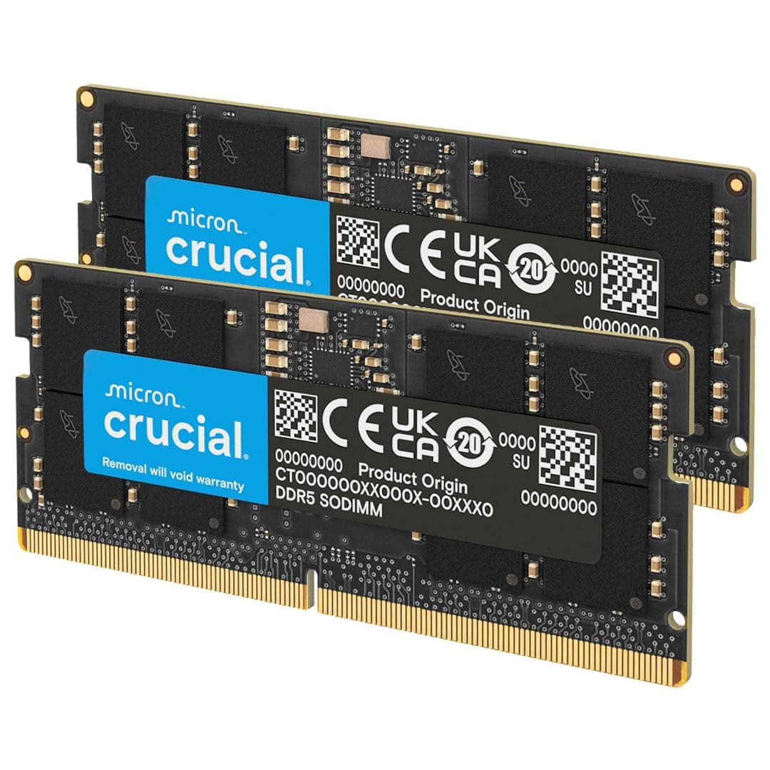 Crucial RAM DDR5 32GB Kit (2x16GB) 5600MHz SODIMM, Memoria para Ordenador Portátil/Laptop, Mini PC (o 5200MHz / 4800MHz) CL46 - CT2K16G56C46S5