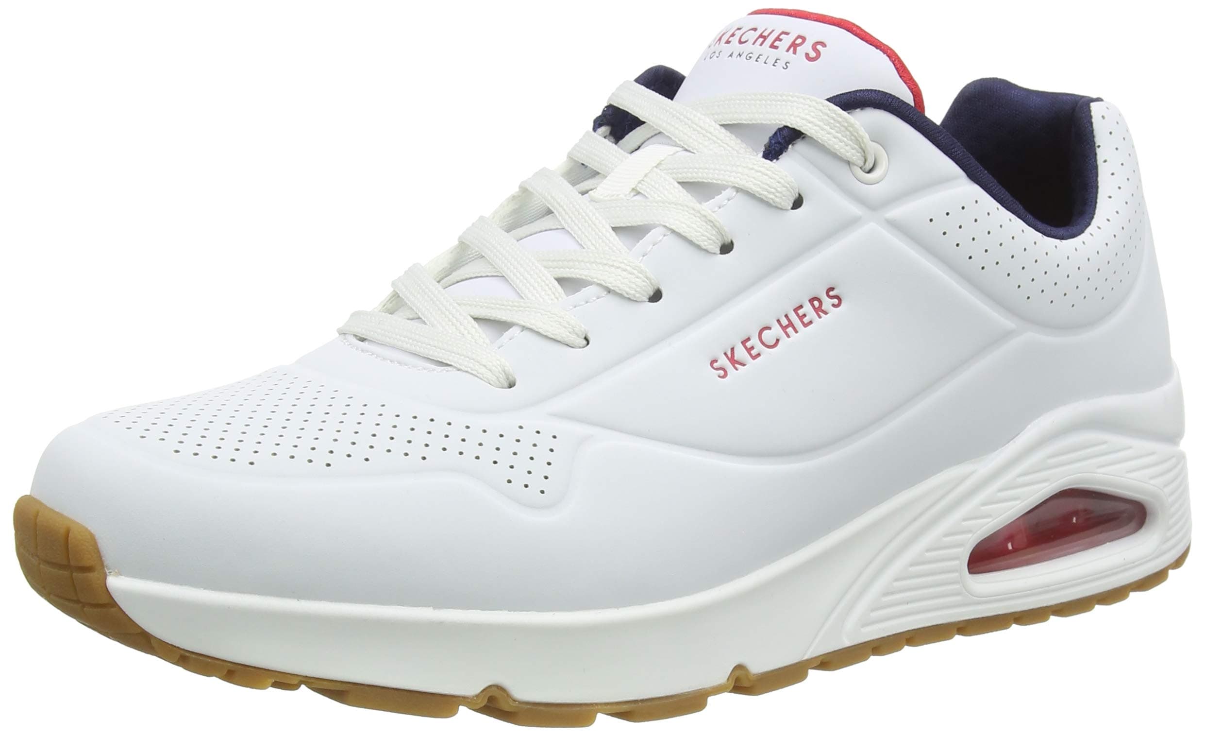 Skechers Uno Stand On Air, Scarpe da ginnastica Uomo, White Durabuck Navy Red Trim, 42.5 EU