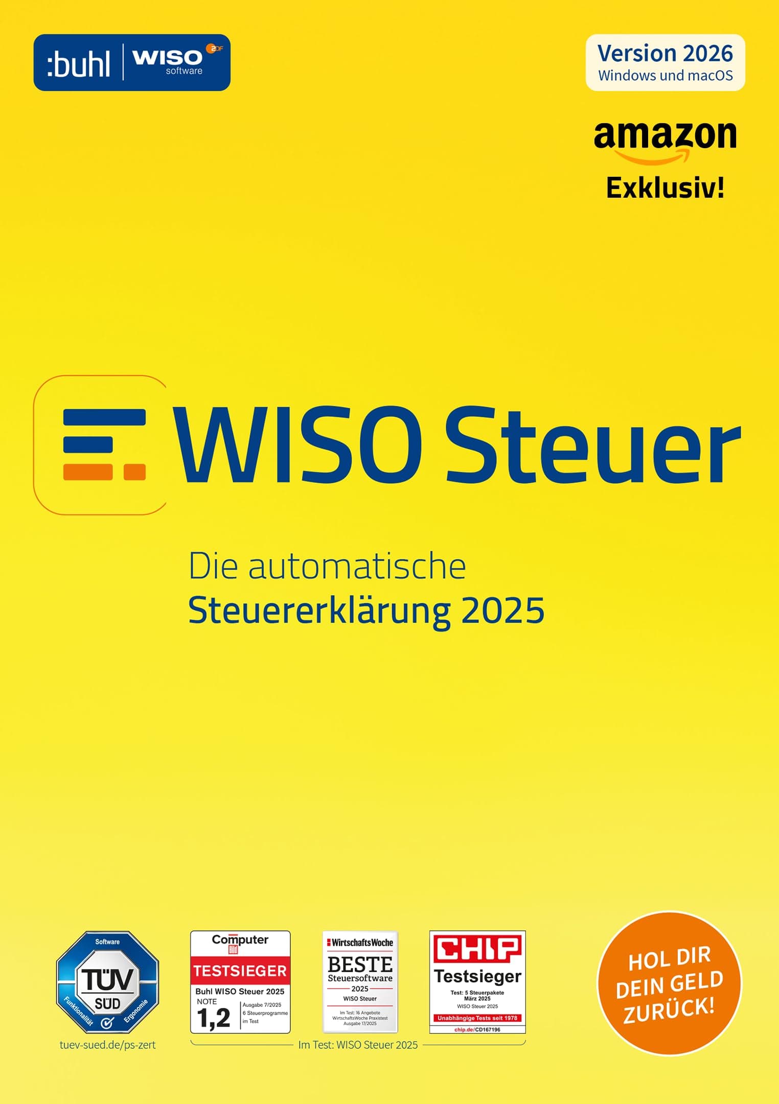 WISO Steuer 2026 Amazon Exclusiv (für Steuerjahr 2025) Für Windows, Mac, Smartphones und Tablets | Digitaler Download