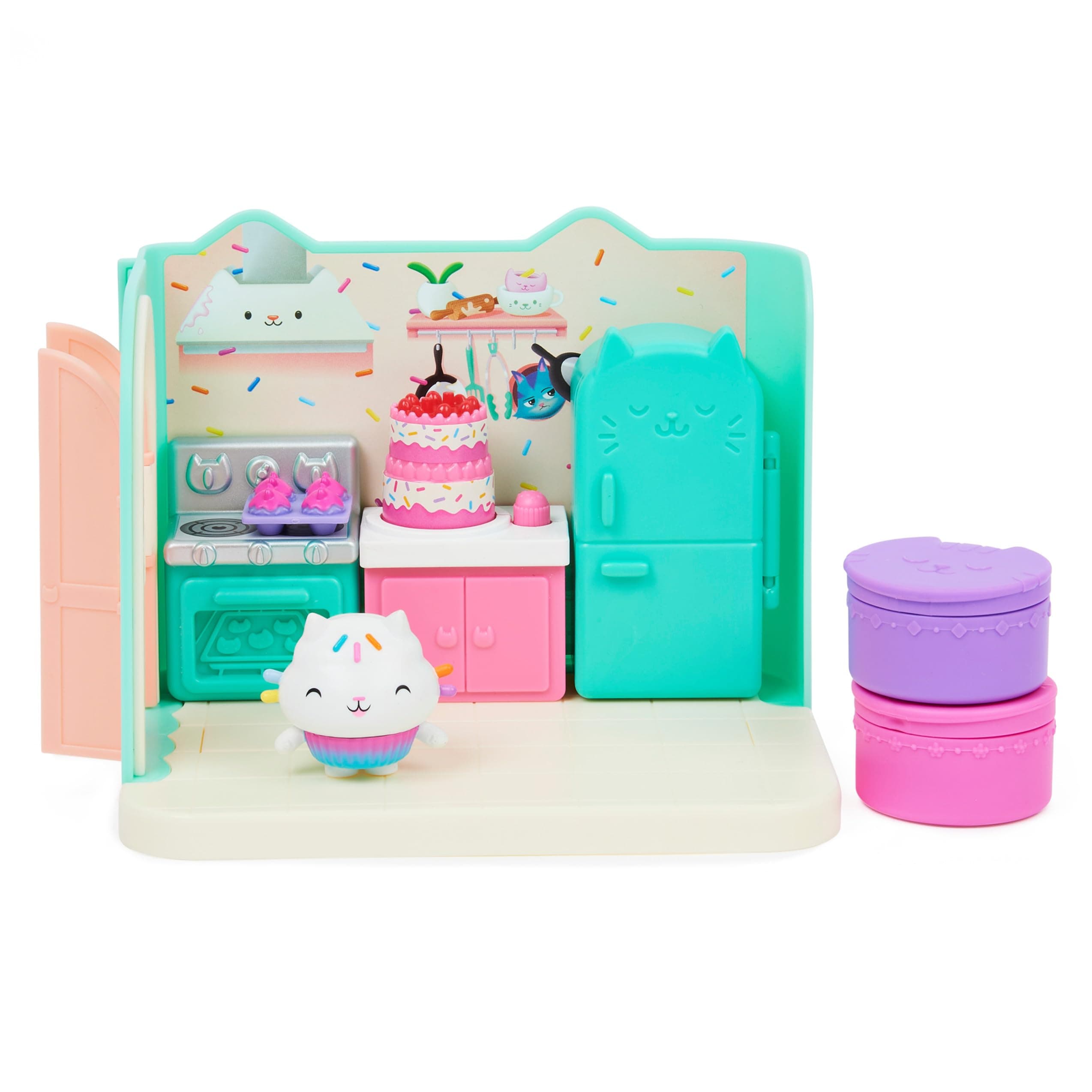 LA CASA DE MUÑECAS DE GABBY - LA COCINA DE MUFFIN DE GABBY'S DOLLHOUSE con 1 Figura, 3 Accesorios, 2 Caja Sorpresa y 3 Muebles - 6062035 - Juguetes Niñas 3 años +