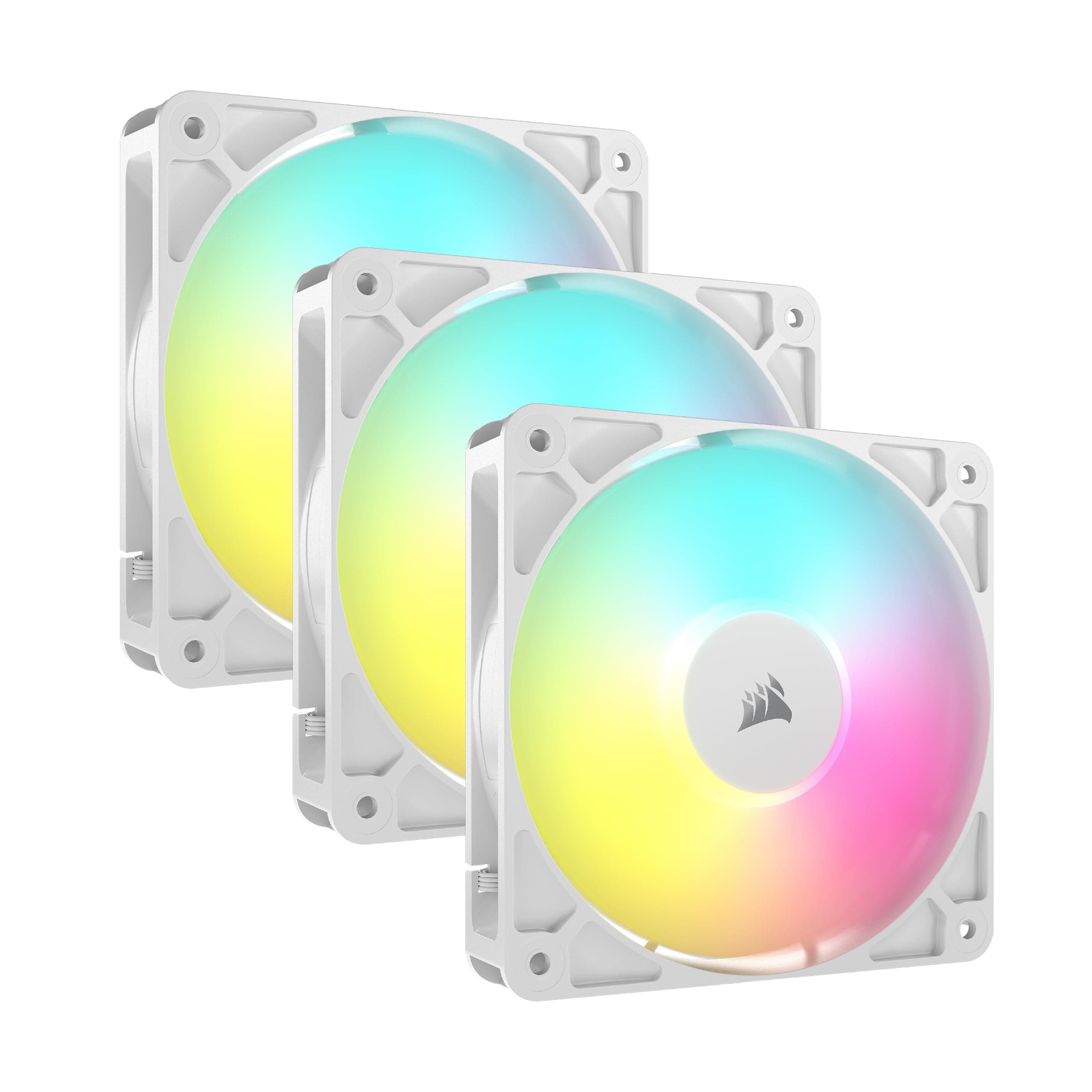 CORSAIR RS120 ARGB 120mm Ventilateurs PWM – Connexion Daisy-Chain – Faible Bruit – Roulement à Dôme Magnétique – Paquet Triple – Blanc