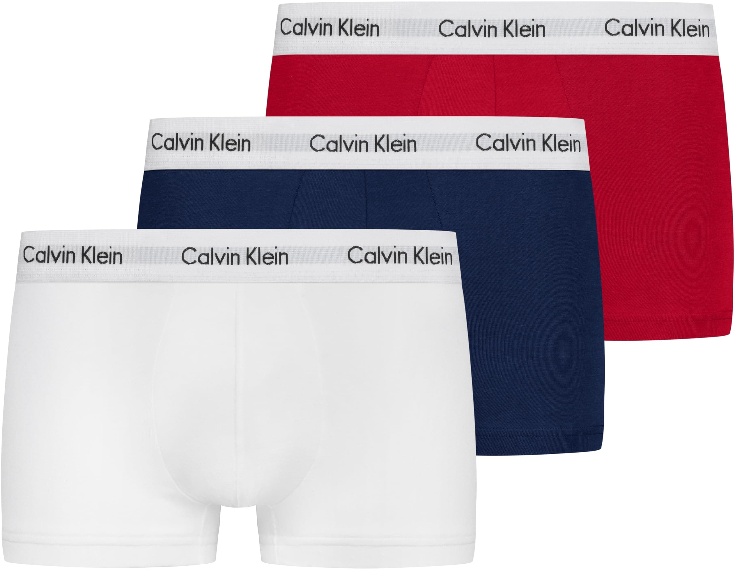 Calvin Klein Uomo Pantaloncini Boxer Vita Bassa Confezione da 3 Intimo, Multicolore (White/Red Ginger/Pyro Blue), M