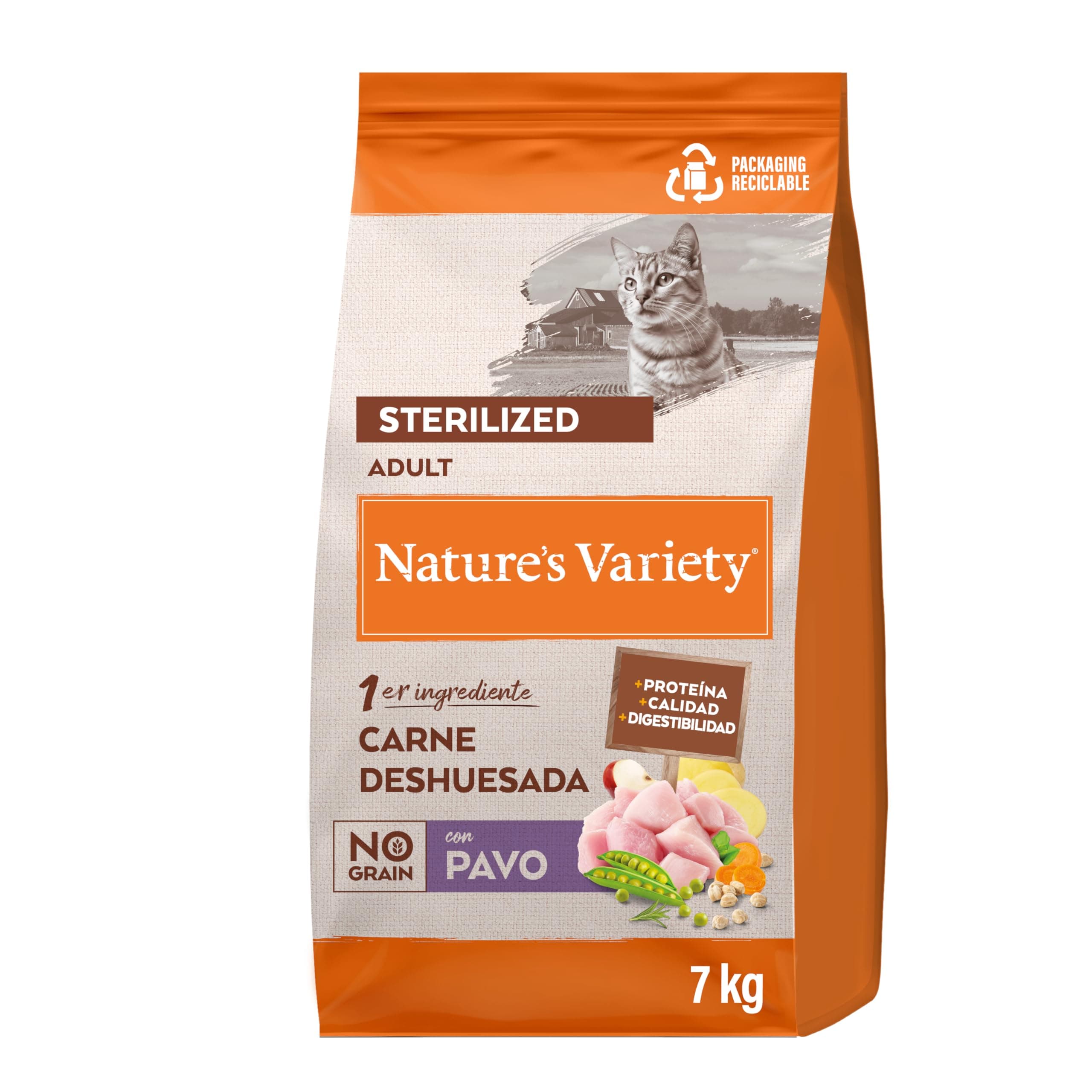 Nature's Variety No Grain Pienso para Gatos Esterilizados con Pavo - 7kg