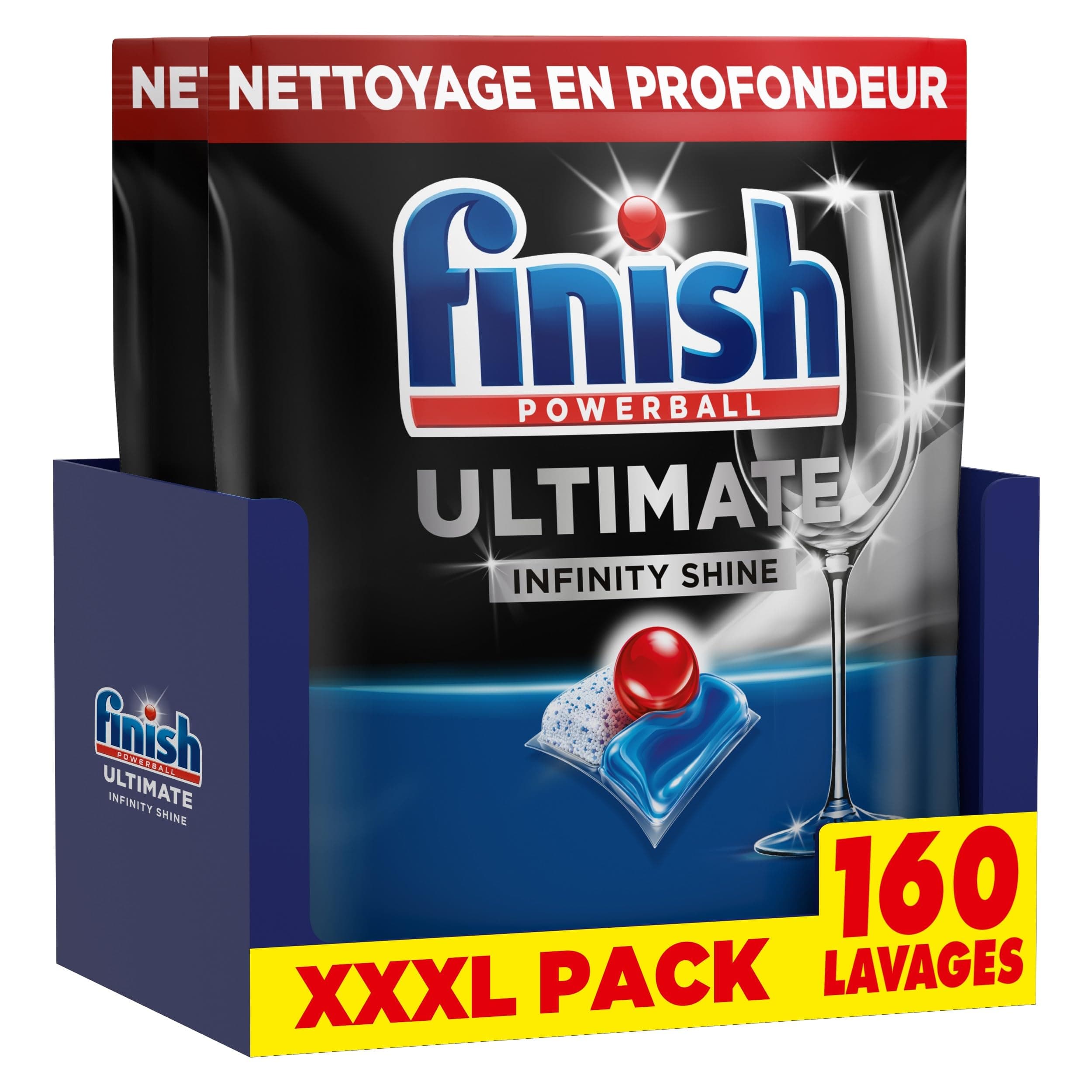 Finish Ultimate Infinity Shine Pastilles Lave-Vaisselle, Imbattable contre les taches tenaces, 160 capsules