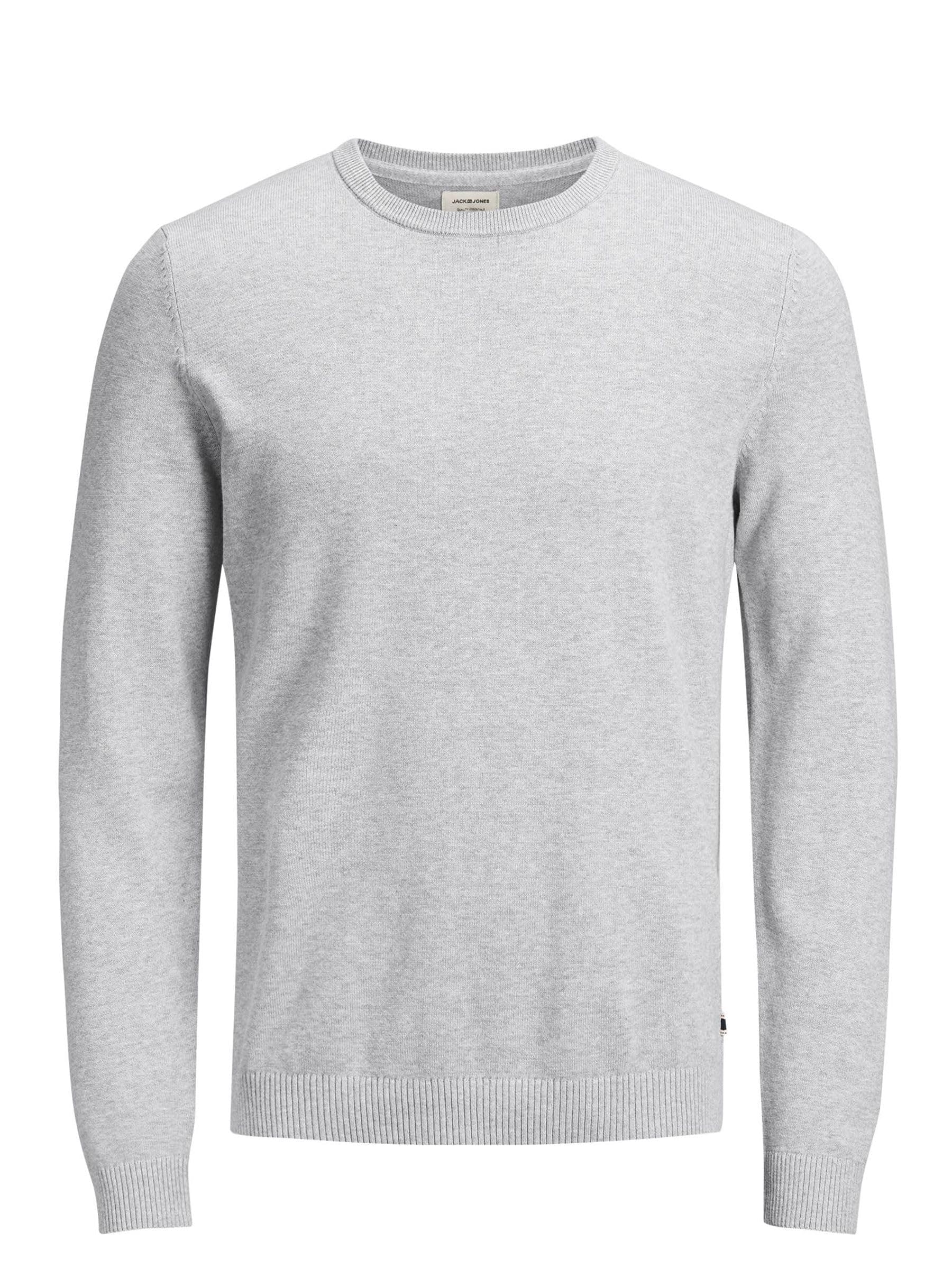JACK & JONES Jjebasic Knit Crew Neck Noos, Pull Homme, Gris (Light Grey Melange Light Melange), X-Small