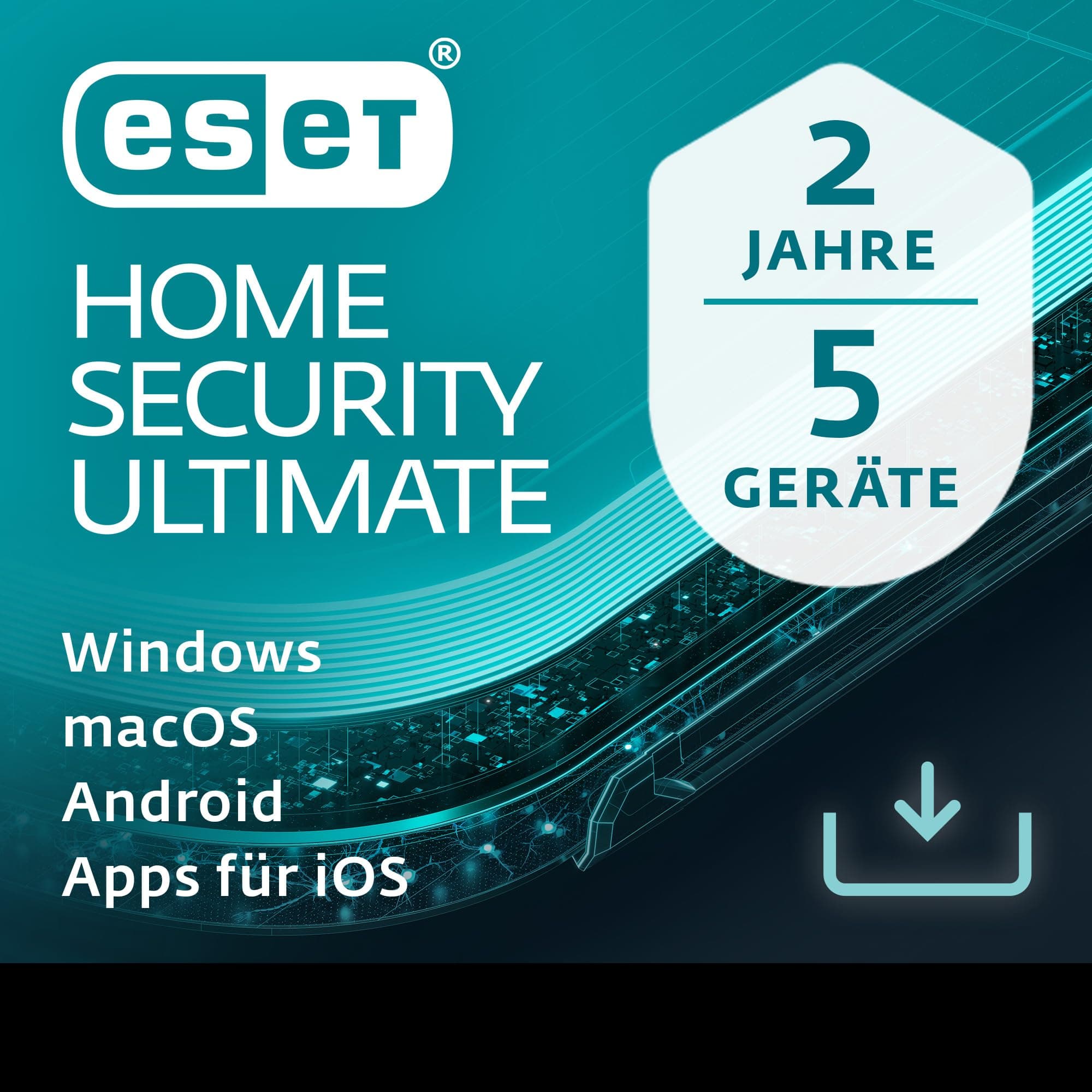 ESET HOME Security Ultimate 2026 | 5 Geräte | 2 Jahre | inklusive Firewall, Datenverschlüsselung, Ransomware-Behebung und VPN | Windows, macOS, Android und iOS Apps | Aktivierungscode per E-Mail