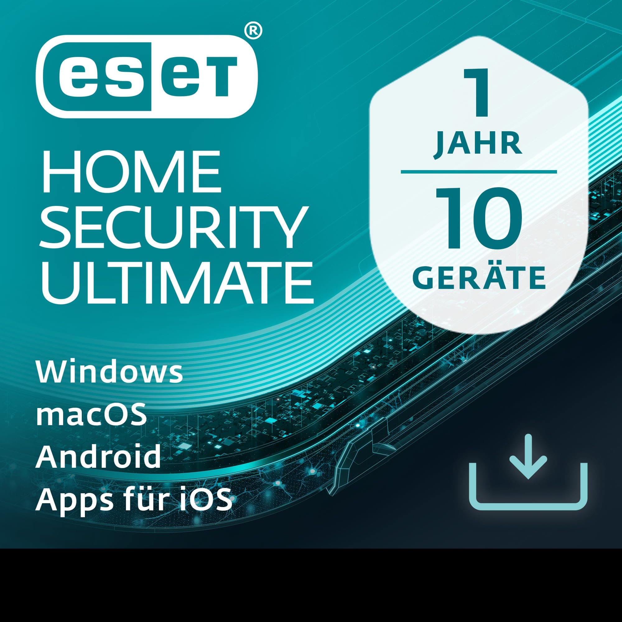 ESET HOME Security Ultimate 2026 | 10 Geräte | 1 Jahr | inklusive Firewall, Datenverschlüsselung, Ransomware-Behebung und VPN | Windows, macOS, Android und iOS Apps | Aktivierungscode per E-Mail