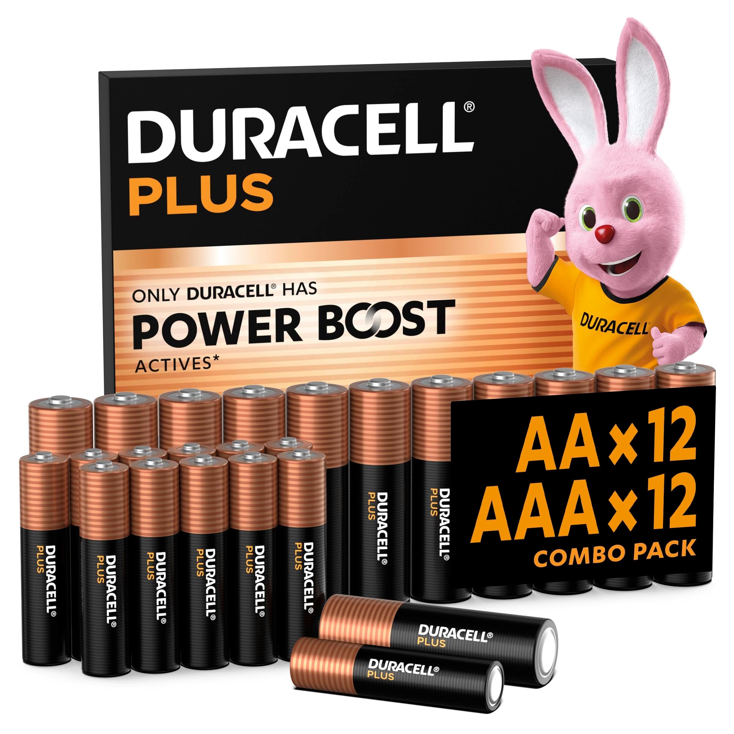DURACELL Plus Pilas AA & AAA (Paquete combinado de 24) – Pilas alcalinas 1,5 V – Con POWER BOOST Actives – Envase con 0 % de plástico – 10 años en su envase - MN150/ MN2400