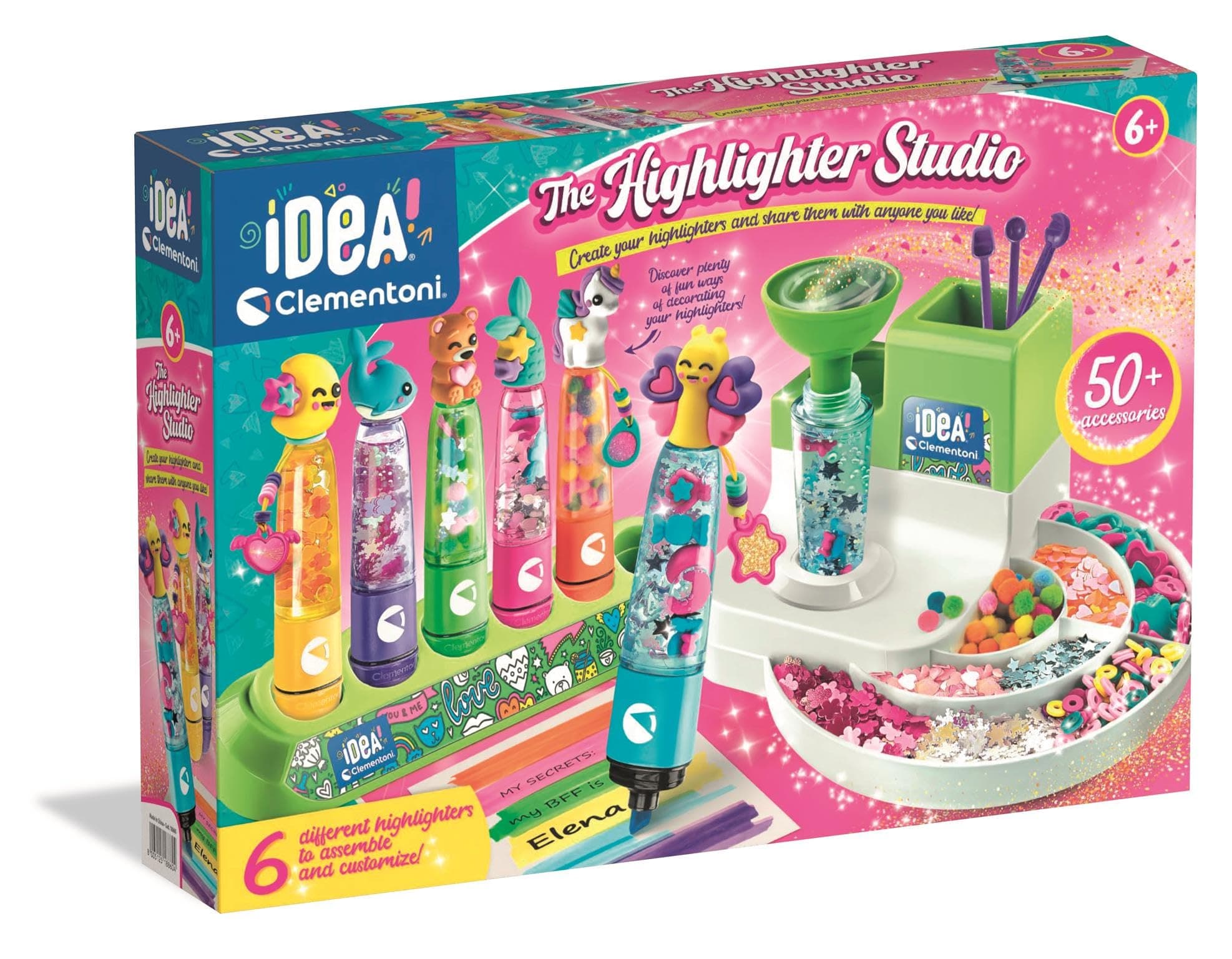 Clementoni Idea 18860 Surligneur d'atelier avec Plus de 50 Accessoires – Jouet créatif, Stylo personnalisé, Coffret Cadeau pour Enfants à partir de 6 Ans