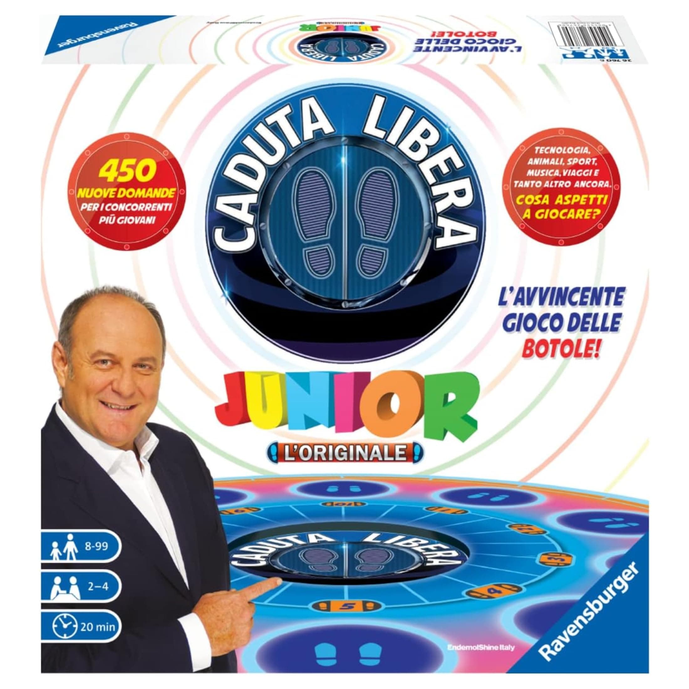 Ravensburger - Caduta Libera Junior | Gioco Da Tavola | Giochi Da Tavolo Adulti E Bambini +8 Anni | Gerry Scotti | Giochi Di Società | Per Tutta La Famiglia | Regalo Natale