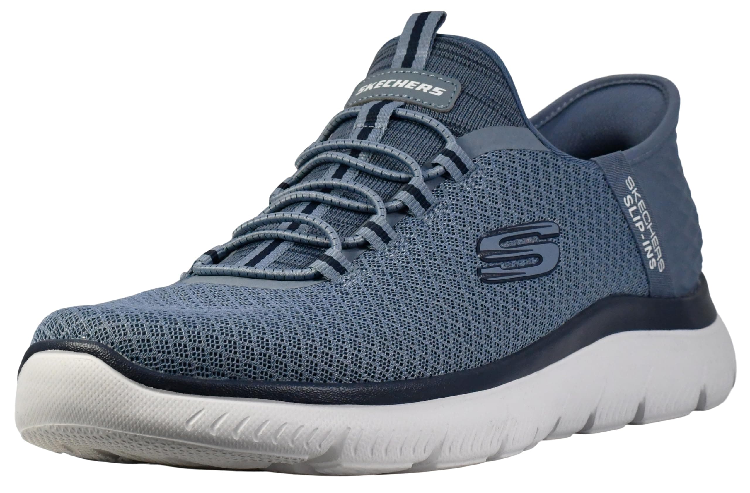 Skechers Tenis Summits High Range para Hombre, Manos Libres, sin Cordones, Borde de Malla de Pizarra, 41 EU