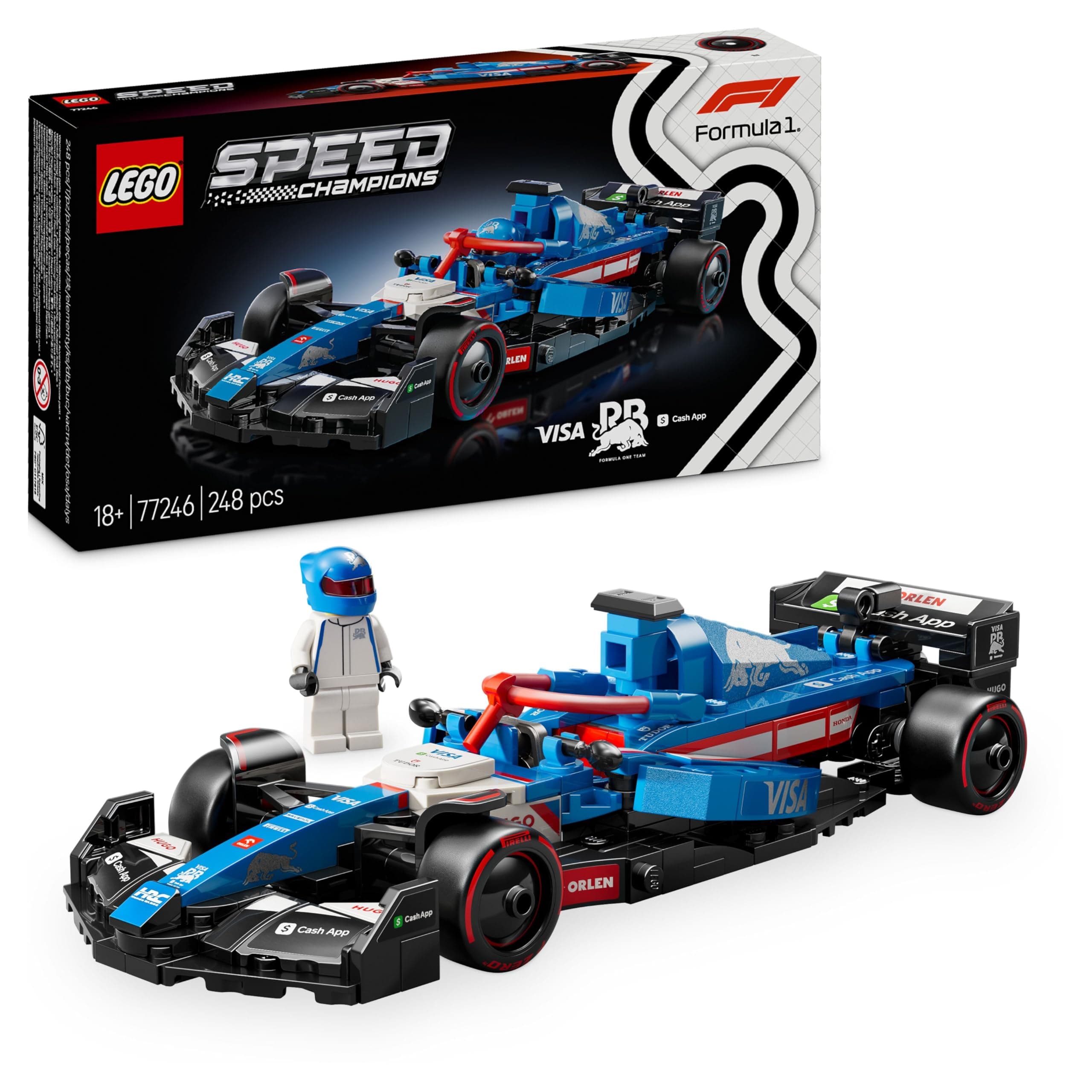 LEGO Speed Champions Auto da Corsa F1 Visa Cash App RB VCARB 01 Modello di Macchina da Collezione con Minifigure del Pilota di Formula 1, Regalo per Uomo, Donna e Adulti Fan dell'Automobilismo 77246