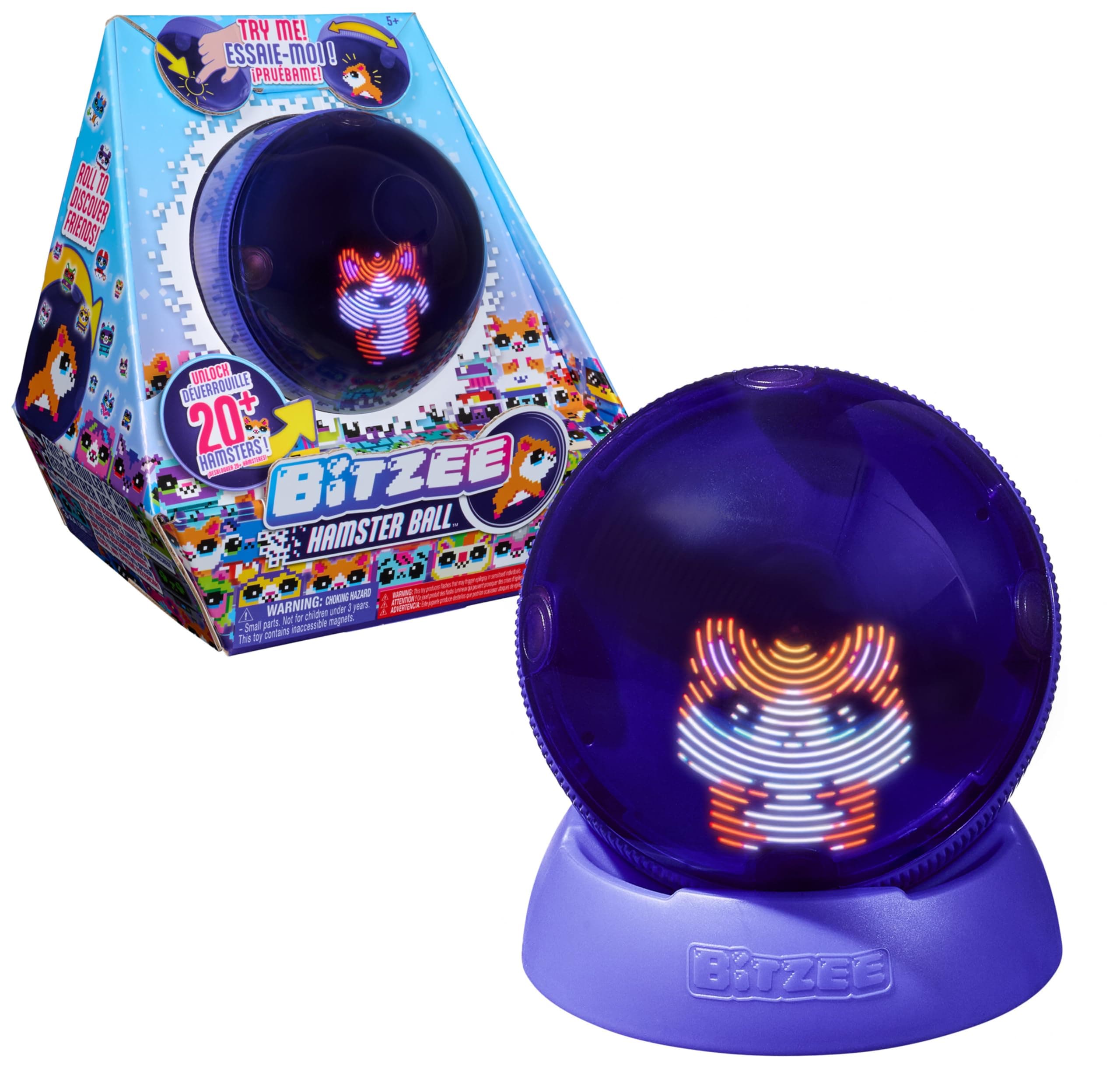 Bitzee Boule Hamster - Mon Animal Interactif - Animal Digital Qui Réagit Au Toucher Et Aux Mouvements - Ecran Tactile avec 20 Animaux Interactifs - Sons Réactions Jeux - Jeu pour Enfant 5 et +