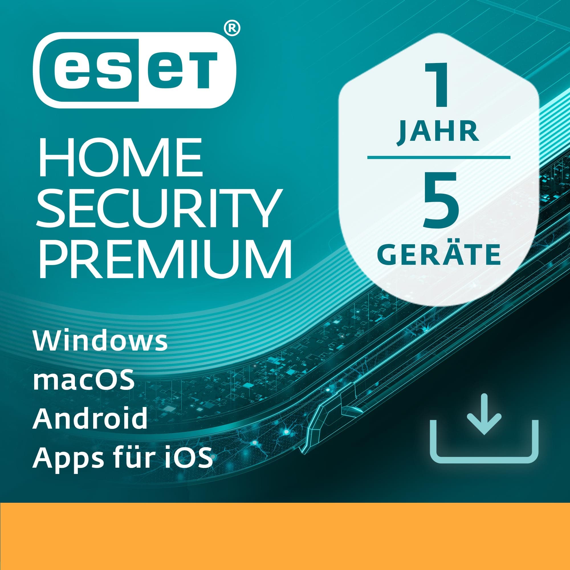 ESET HOME Security Premium 2026 | 5 Geräte | 1 Jahr | inklusive VPN, Datenverschlüsselung, Browserschutz & Privatsphäre | Windows, MacOs, Android oder iOS | Aktivierungscode per E-Mail