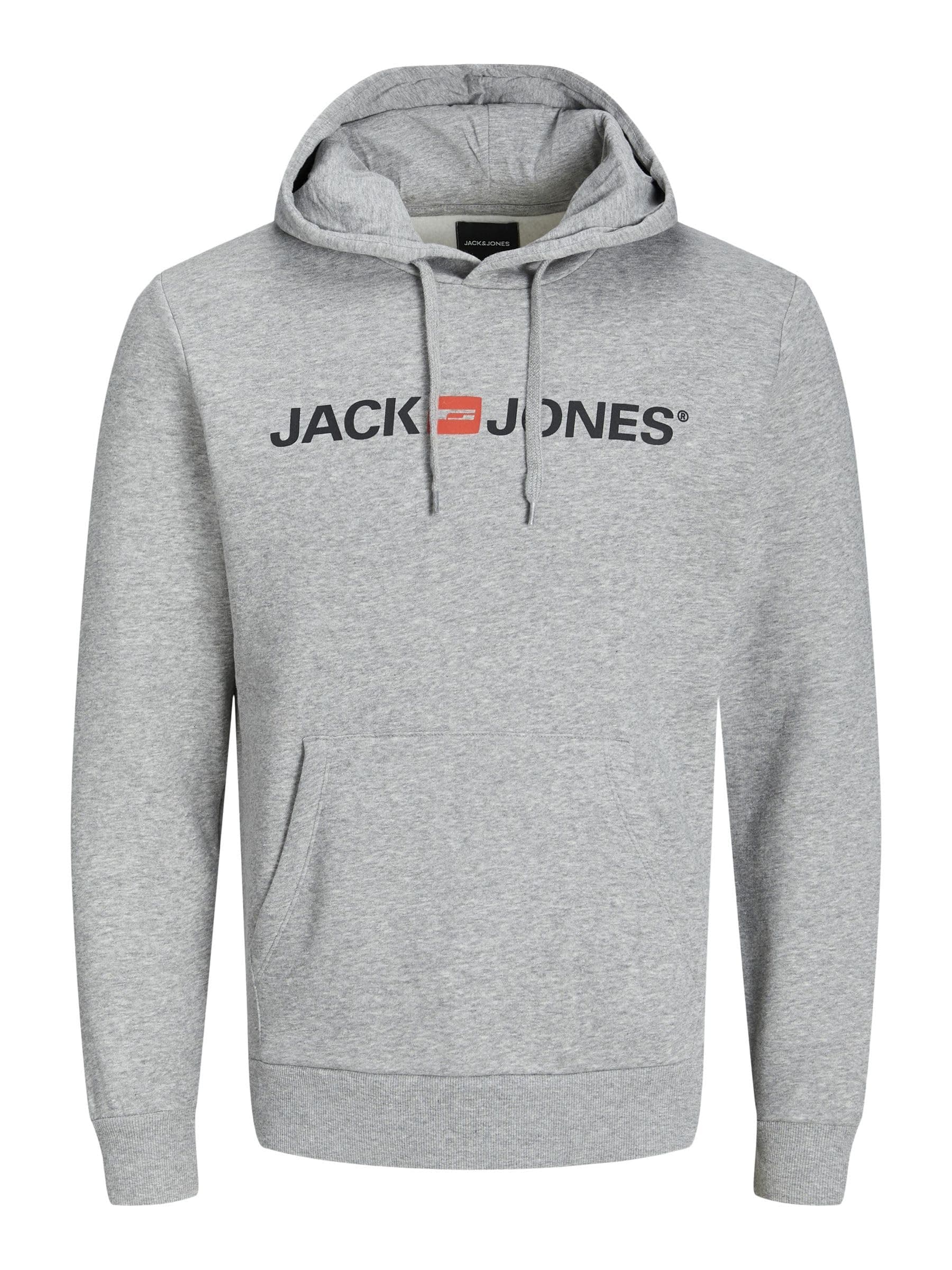 JACK & JONES Jjecorp Logo Sweat Hood Noos, Capucha Hombre, Gris (Light Grey Melange Detail: Reg Fit - Melange), Medium