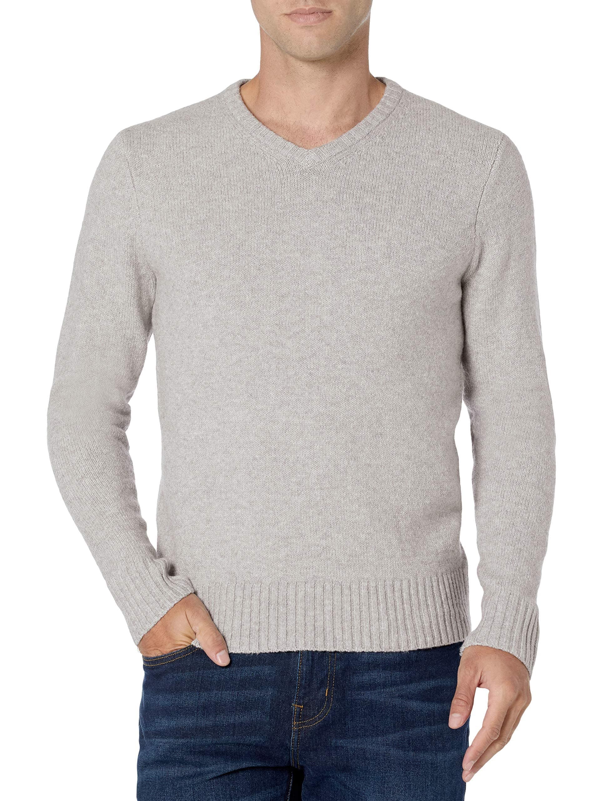 Amazon Essentials Herren Soft-Touch-Pullover mit Langen Ärmeln und V-Ausschnitt, Hellgrau, XXL
