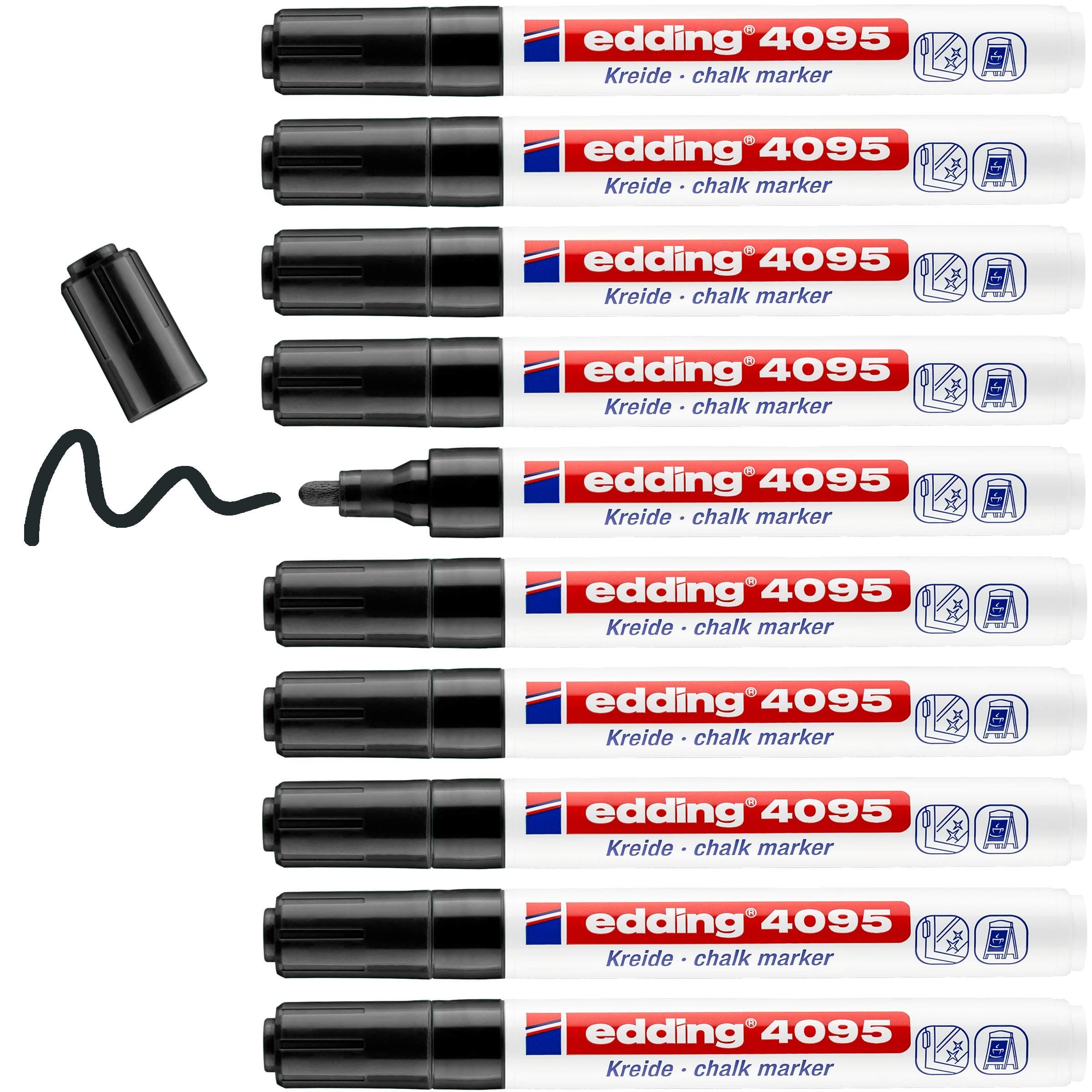 Chalkstift edding 4095 Round Black 2-3 mm | 10 morceaux