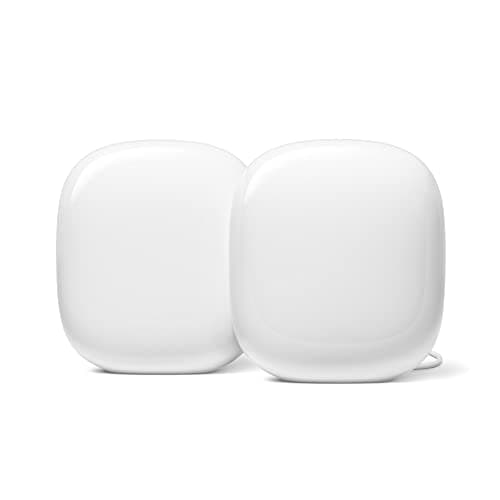 Google Nest WiFi Pro, Sistema de Wi-Fi 6E Para el Hogar Con Buena Velocidad y Cobertura, Router en Malla, Nieve, 2 Piezas