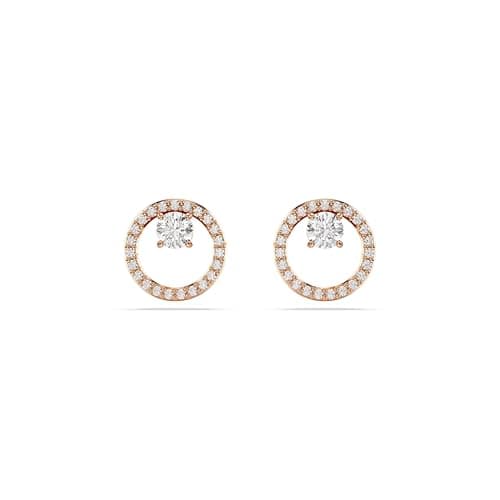 Swarovski Orecchini a lobo Constella, Taglio Round, Bianchi, Placcato color oro rosa